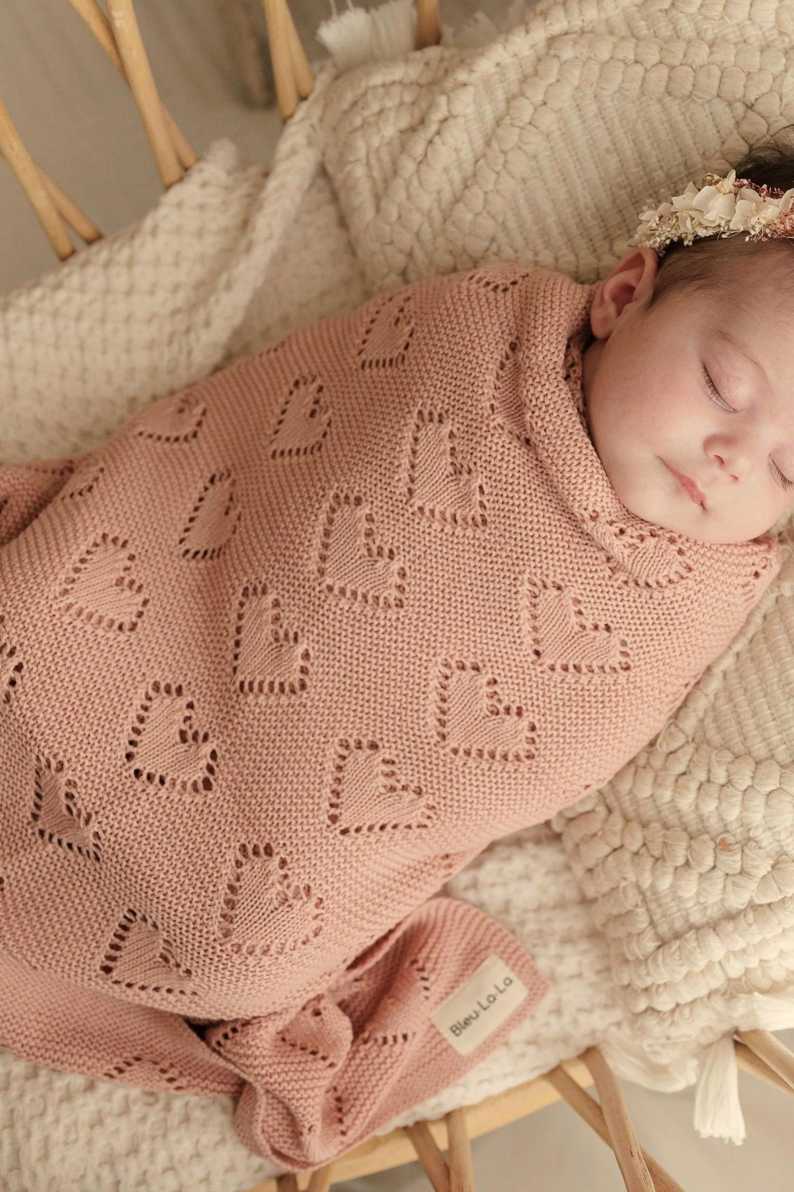 Knit Heart Luxury Swaddle Blanket, 100% OEKO Tex Pima Cotton
