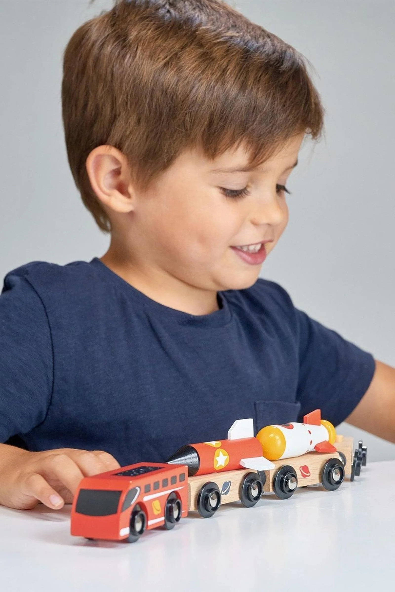 Mentari Wooden Toys, Adventure Trains Bundle, Space Rocket Train, Cargo Train, Dinosaur Train - Image 6