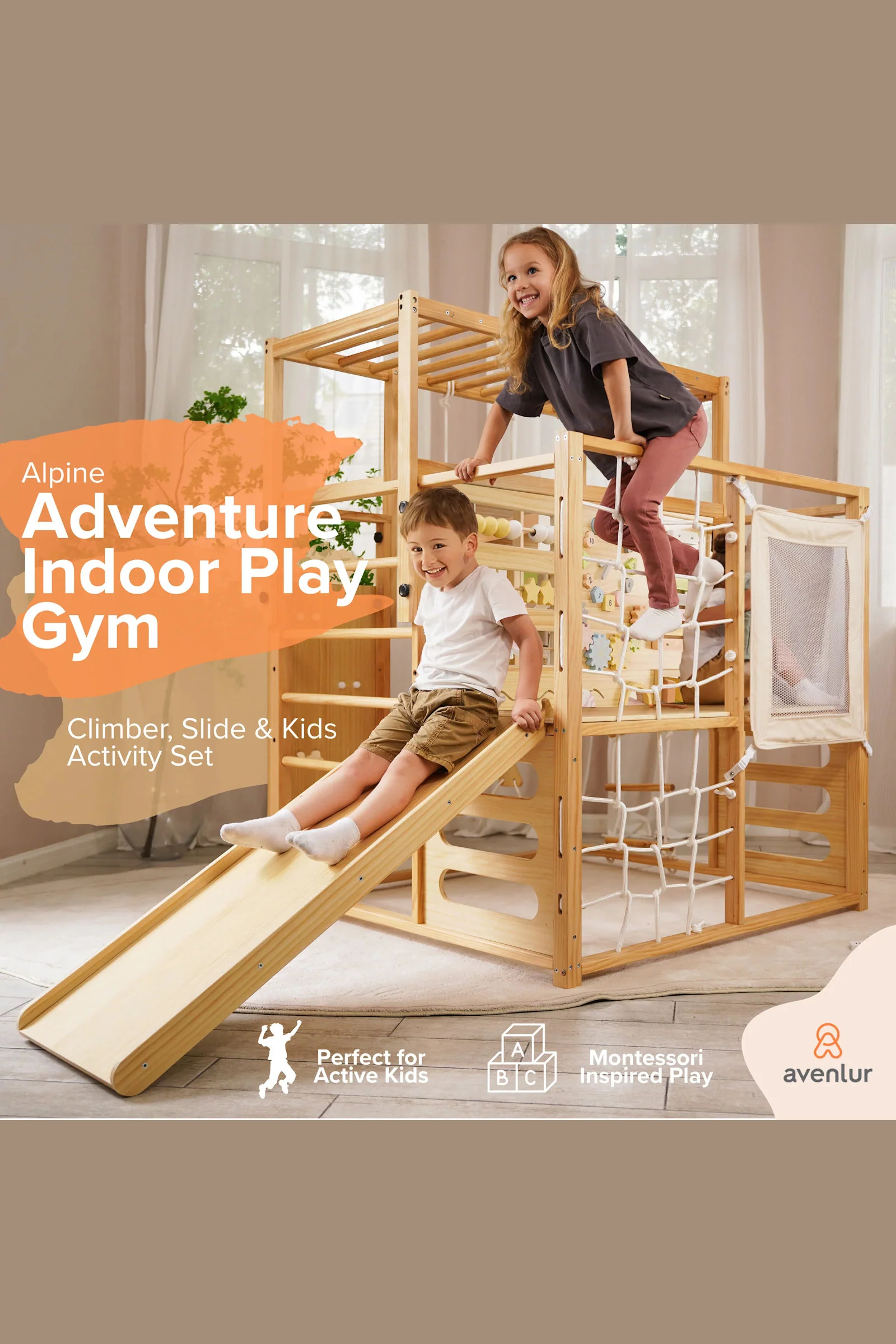 Alpine Adventure Play Gym, Indoor, Climber, Slide & Kids Activity Playset - Image 2