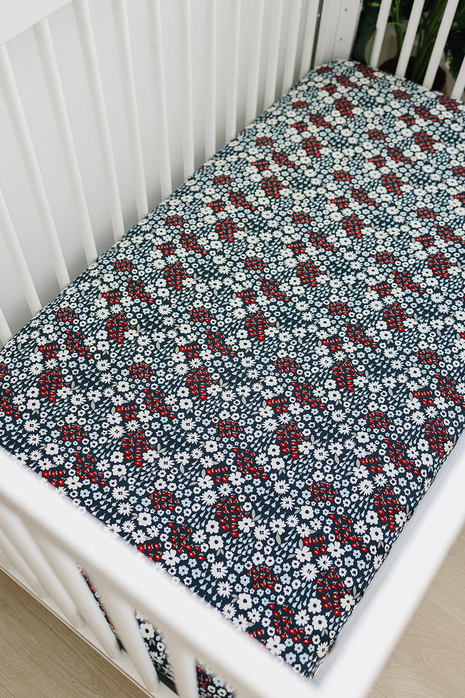 Mebie Baby Americana Floral Stretch Crib Sheet, Bamboo, Baby Essentials