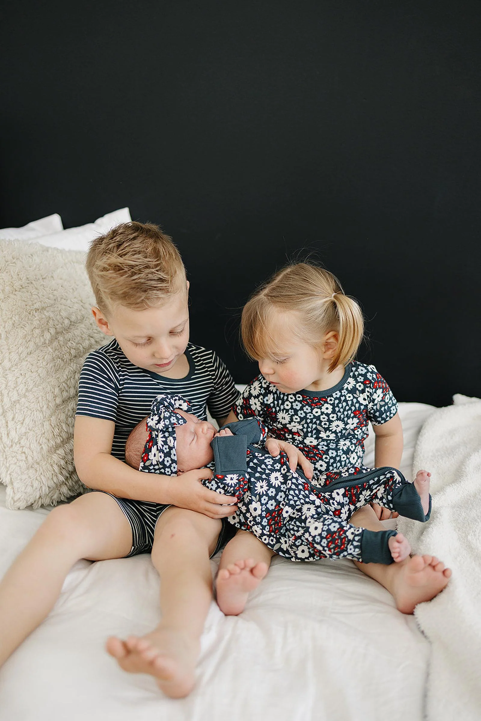 Mebie Baby Americana Floral Ribbed Cozy Shorts Set, Bamboo, Baby, Toddler & Kids - Image 6
