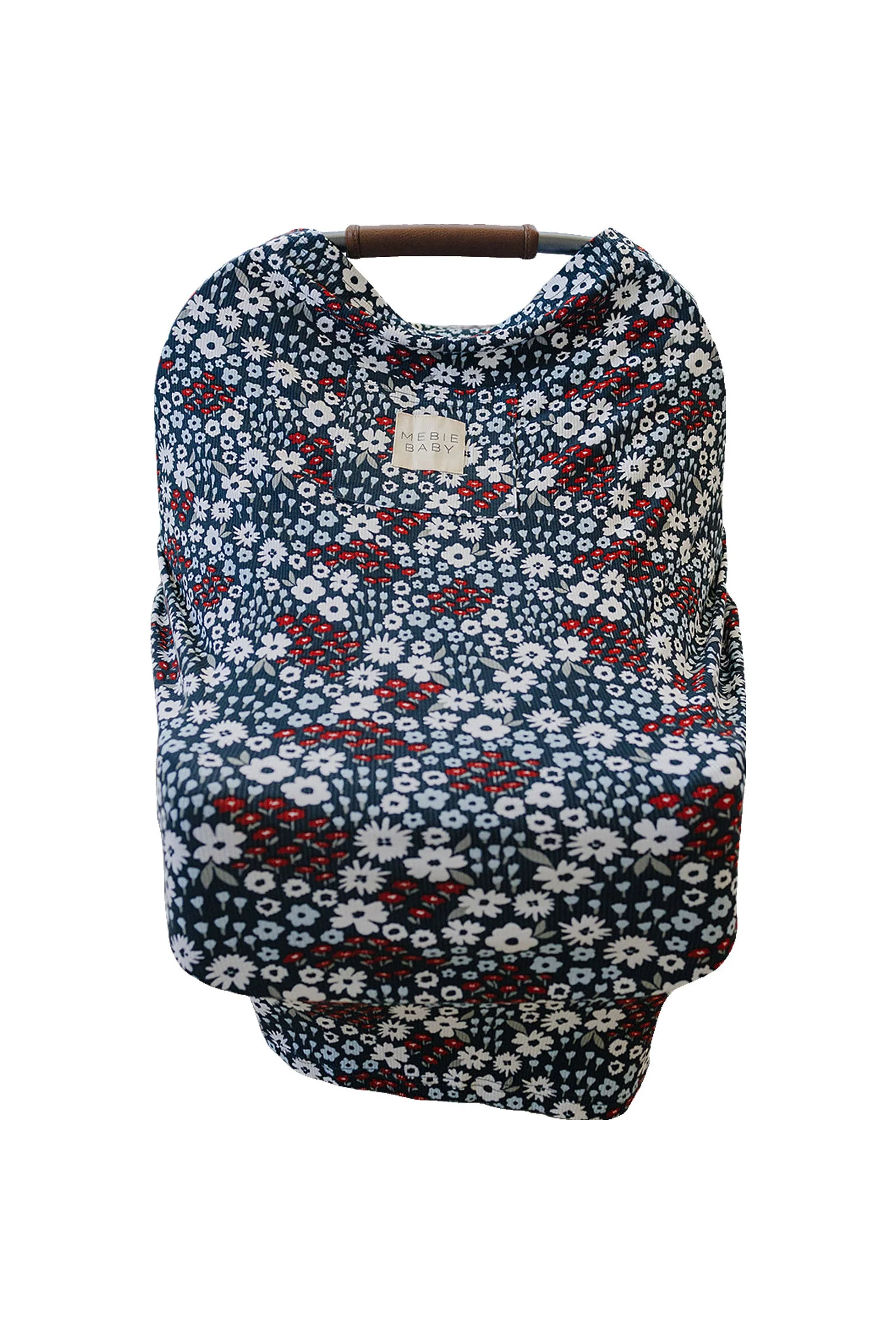 Mebie Baby Americana Floral Ribbed Multi-Use, Bamboo, Car Seat & Nursing Cover, Baby - Image 2