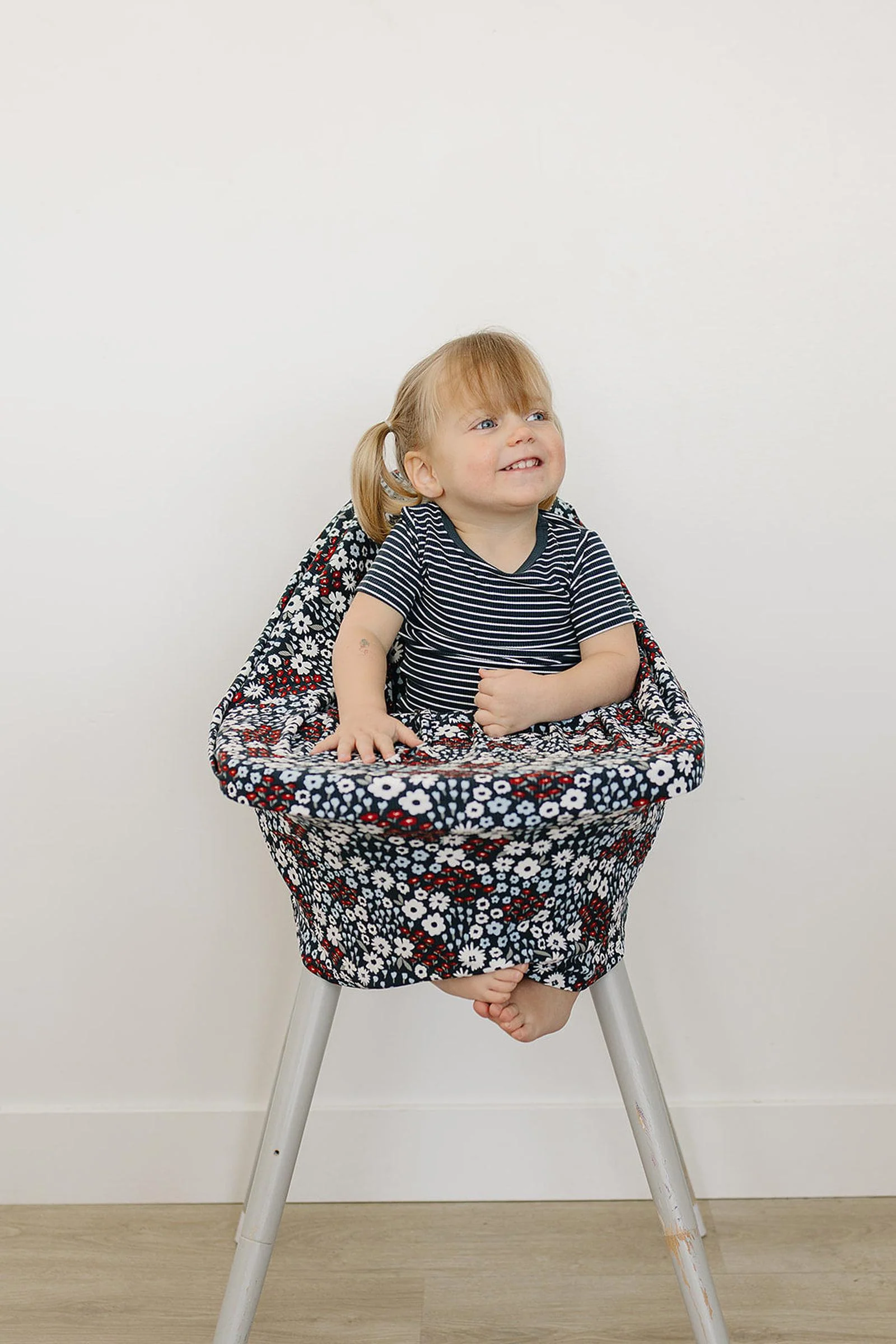 Mebie Baby Americana Floral Ribbed Multi-Use, Bamboo, Car Seat & Nursing Cover, Baby - Image 4