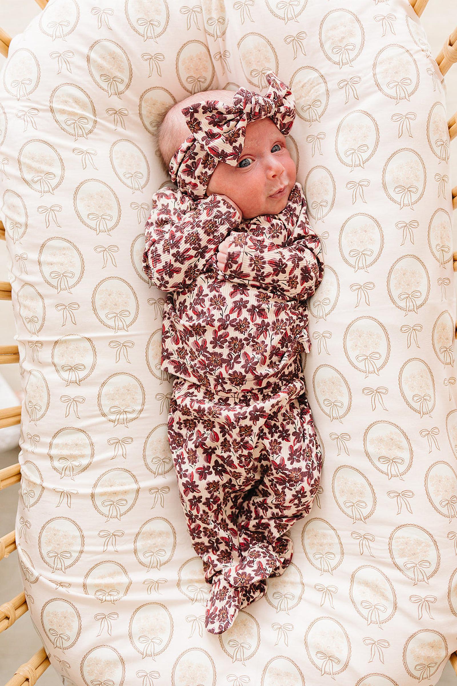 Antique Floral Ribbed Bamboo Layette Set, Baby Essentials