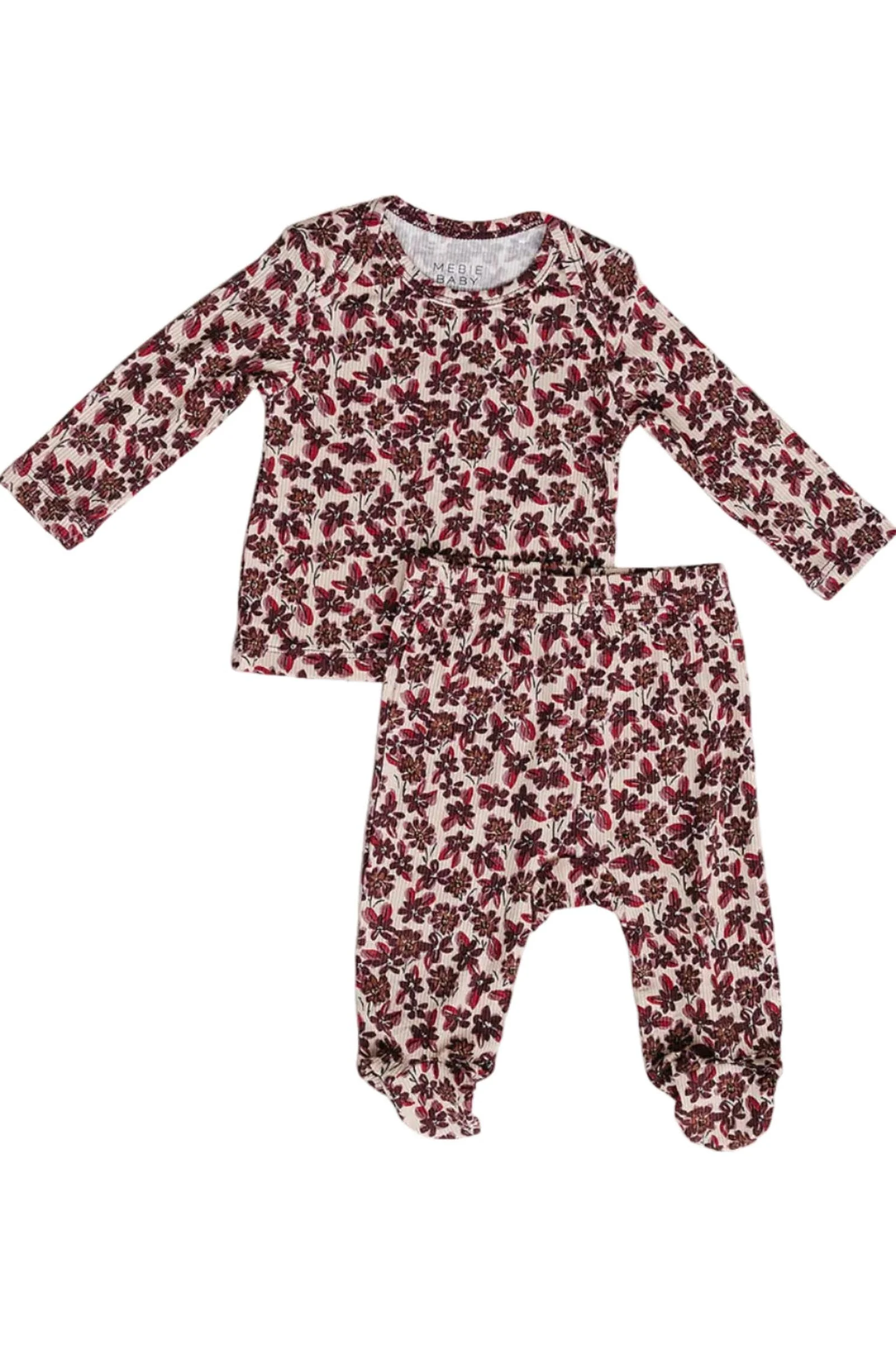 Antique Floral Ribbed Bamboo Layette Set, Baby Essentials - Image 2