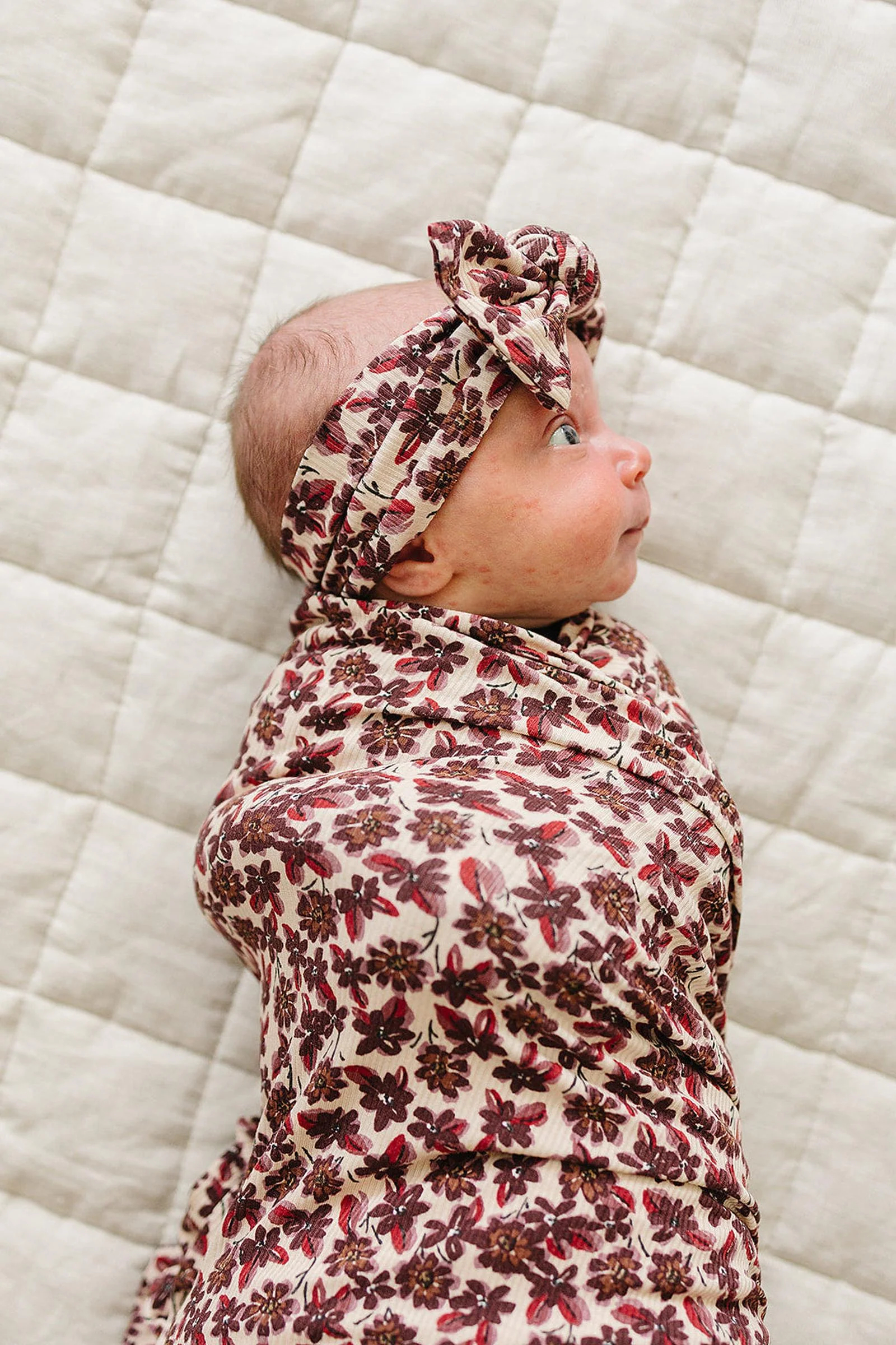 Antique Floral Ribbed Bamboo Stretch Swaddle, Baby Essentials - Image 5