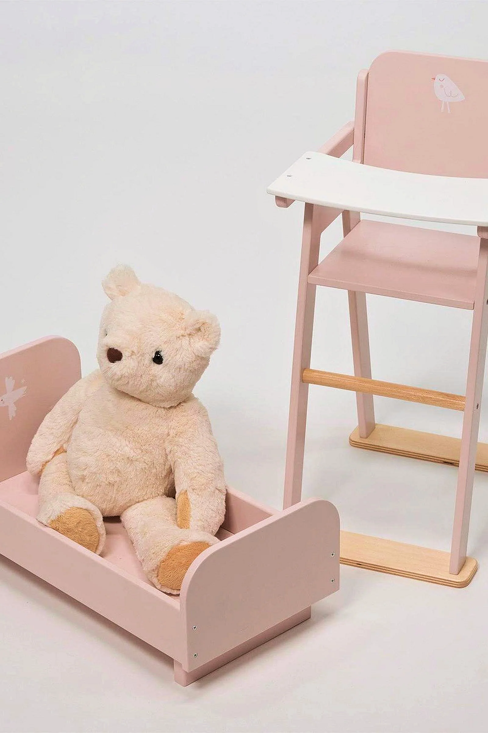 Mentari Wooden Toys, Baby Doll Furniture Bundle, Crib and High Chair, Toddler - Image 2