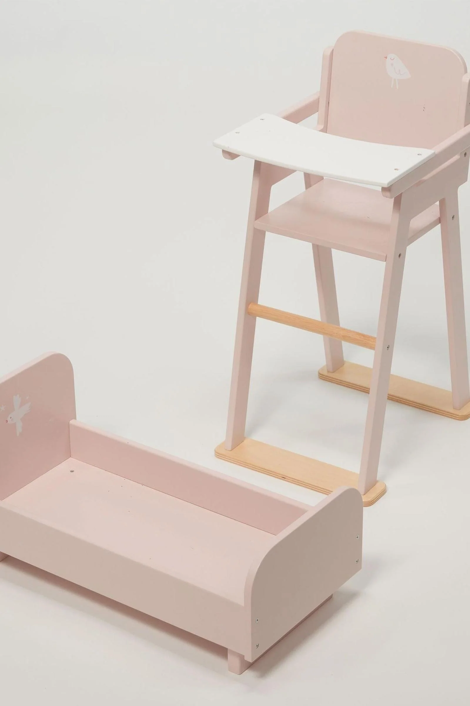Mentari Wooden Toys, Baby Doll Furniture Bundle, Crib and High Chair, Toddler - Image 5