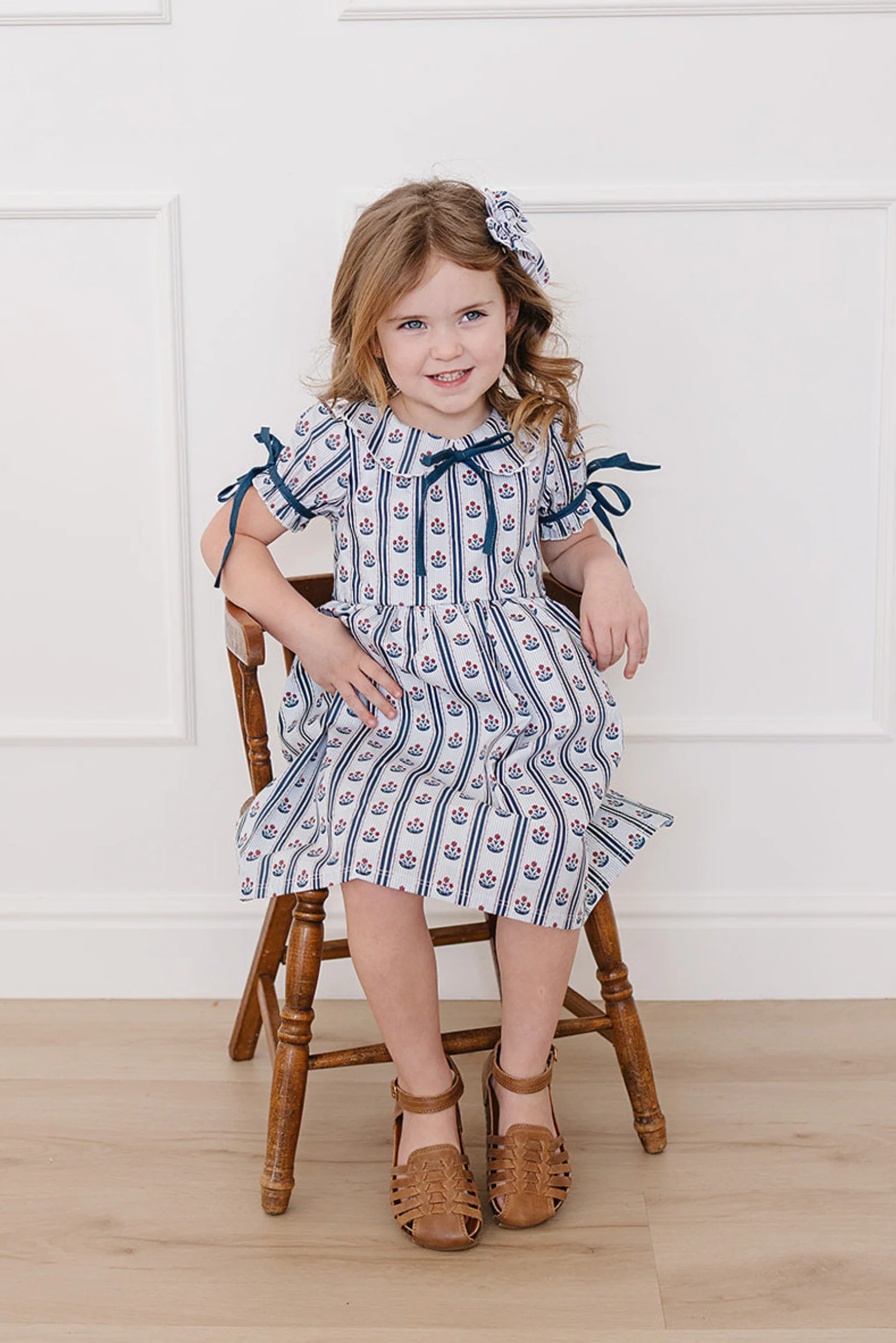 Mebie Baby Cotton Block Print Floral Dress, Blue, Baby - Kids, Mommy & Me - Image 4