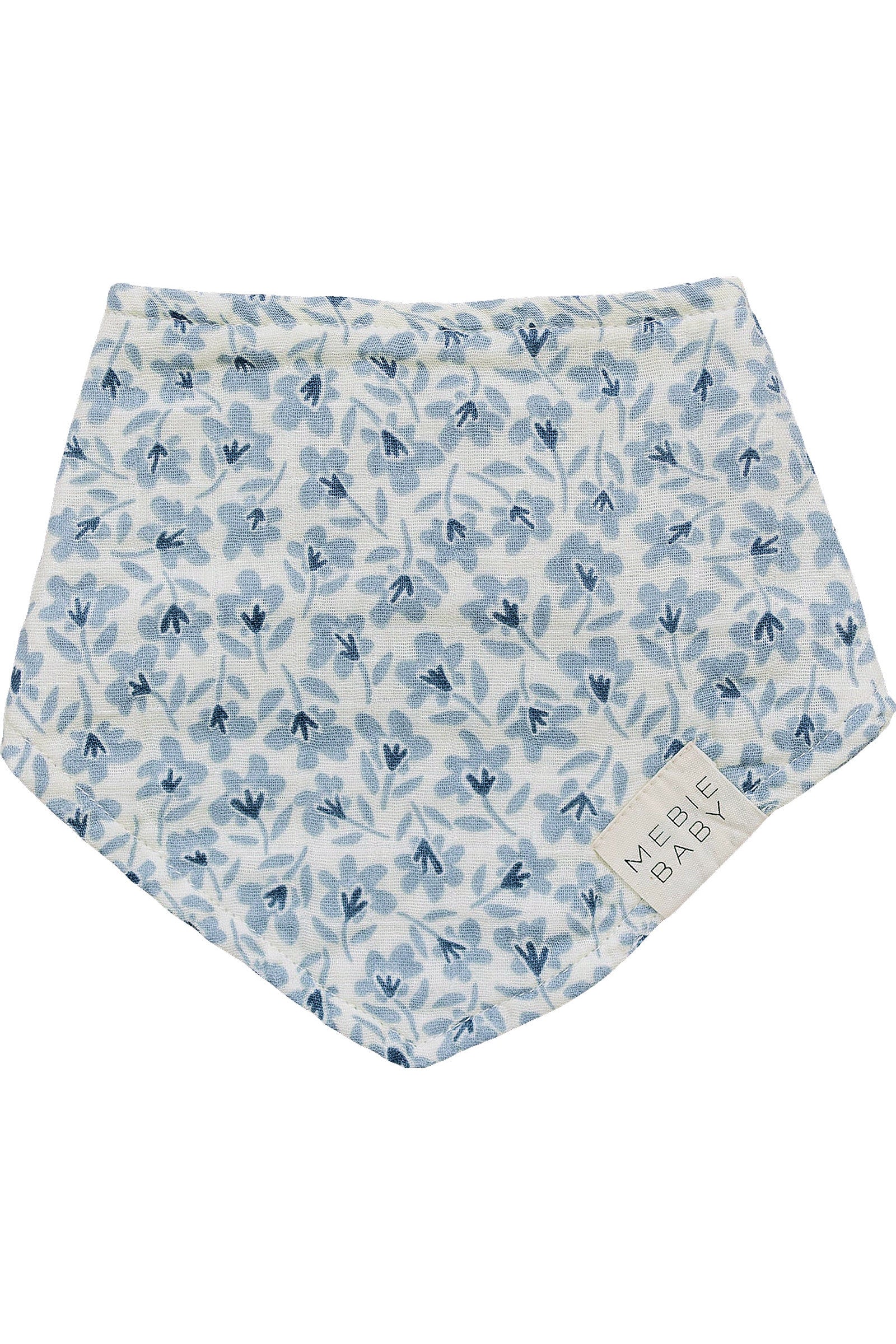 Mebie Baby Blue Blossom Classic Muslin Bib, 100% Cotton, Modern, Baby - Image 2