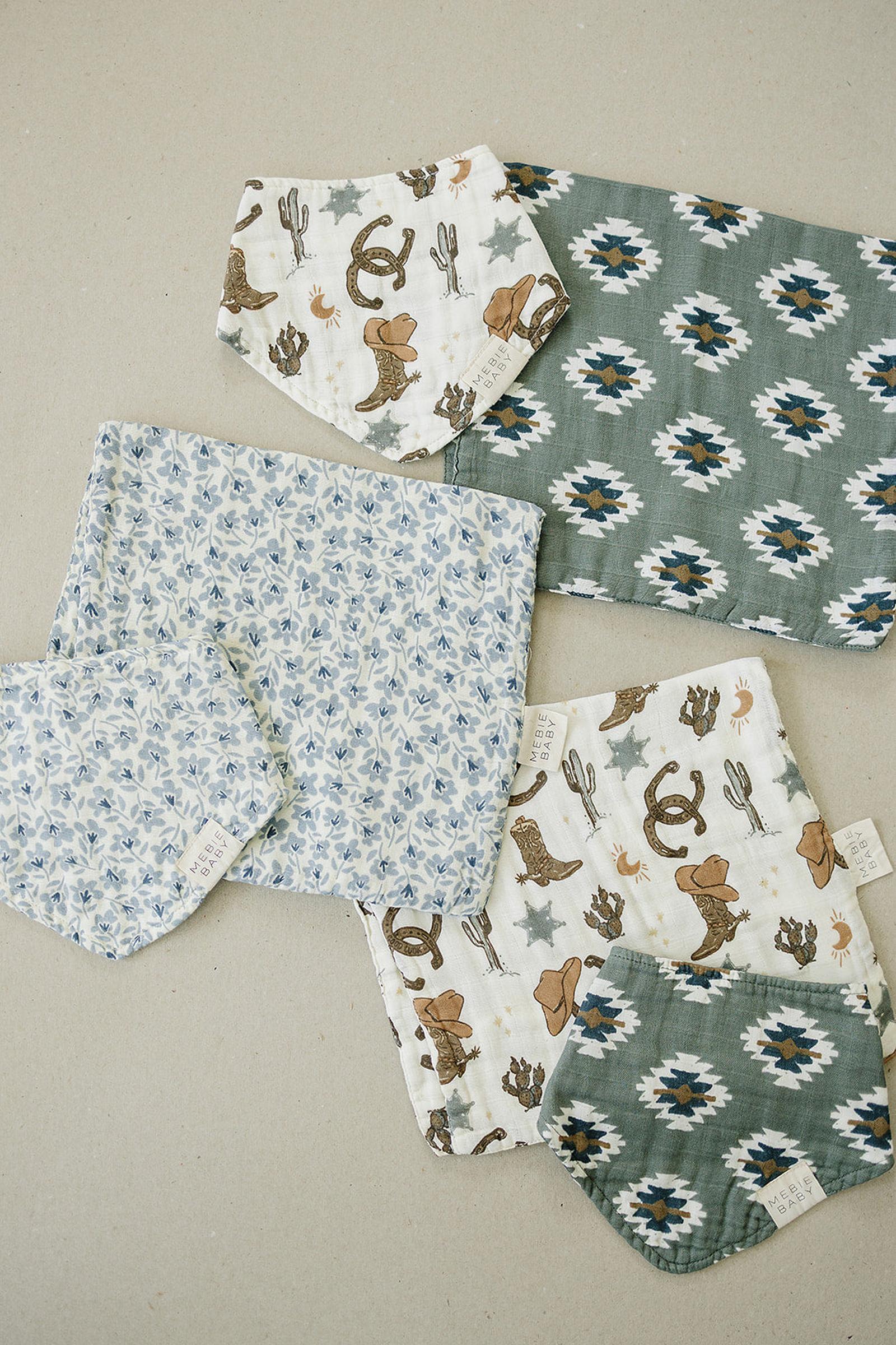 Mebie Baby Blue Blossom Muslin Burp Cloth, 100% Cotton, Baby Essentials - Image 4
