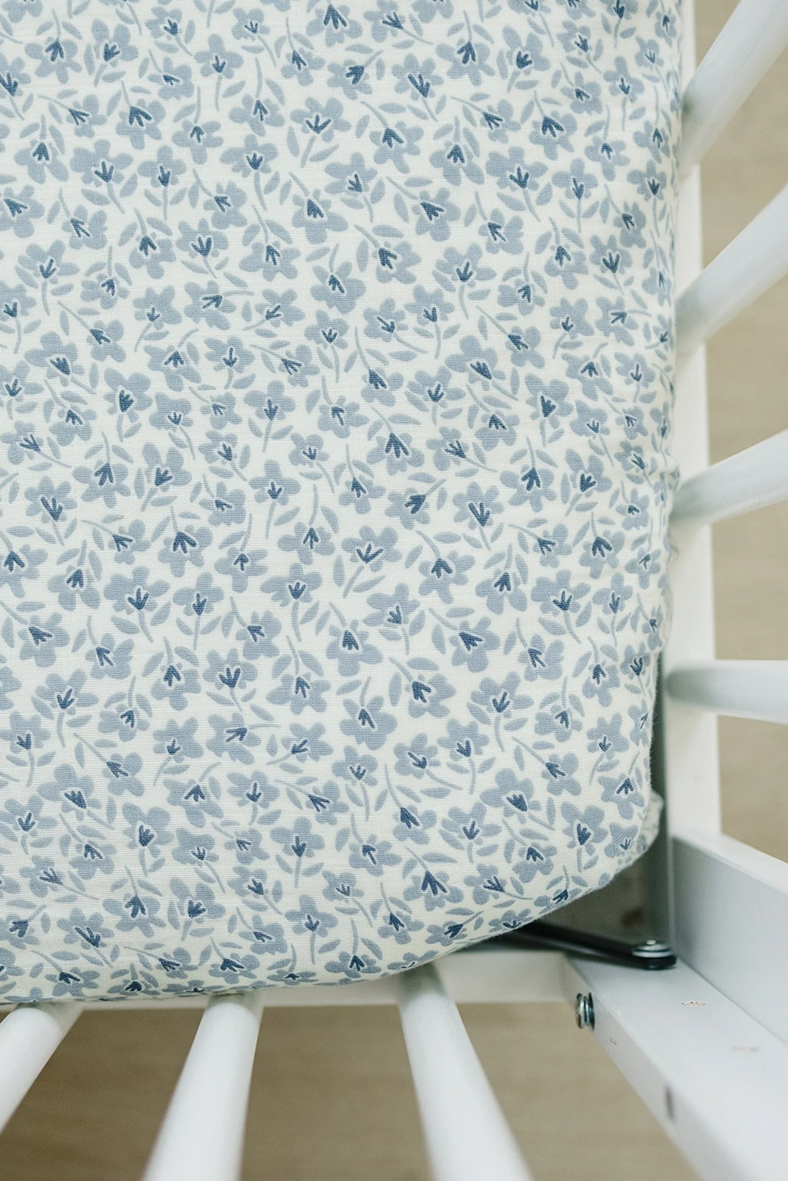 Mebie Baby Blue Blossom Muslin Crib Sheet, 100% Cotton, Baby Essentials - Image 2