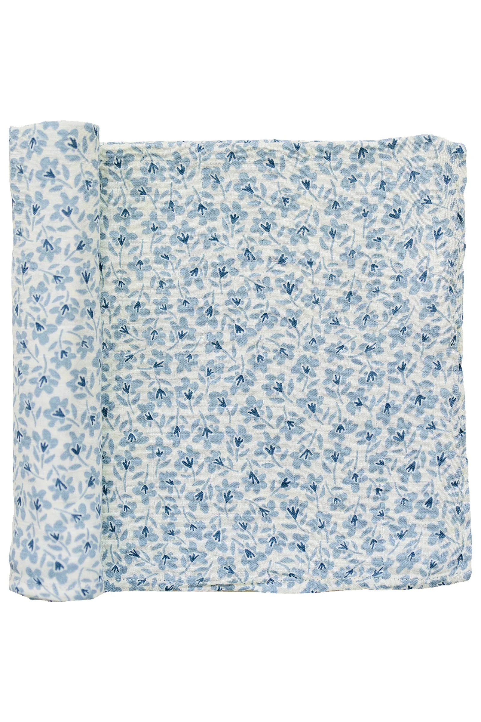 Mebie Baby Blue Blossom Muslin Swaddle Blanket, 100% Cotton, Modern, Baby - Image 2