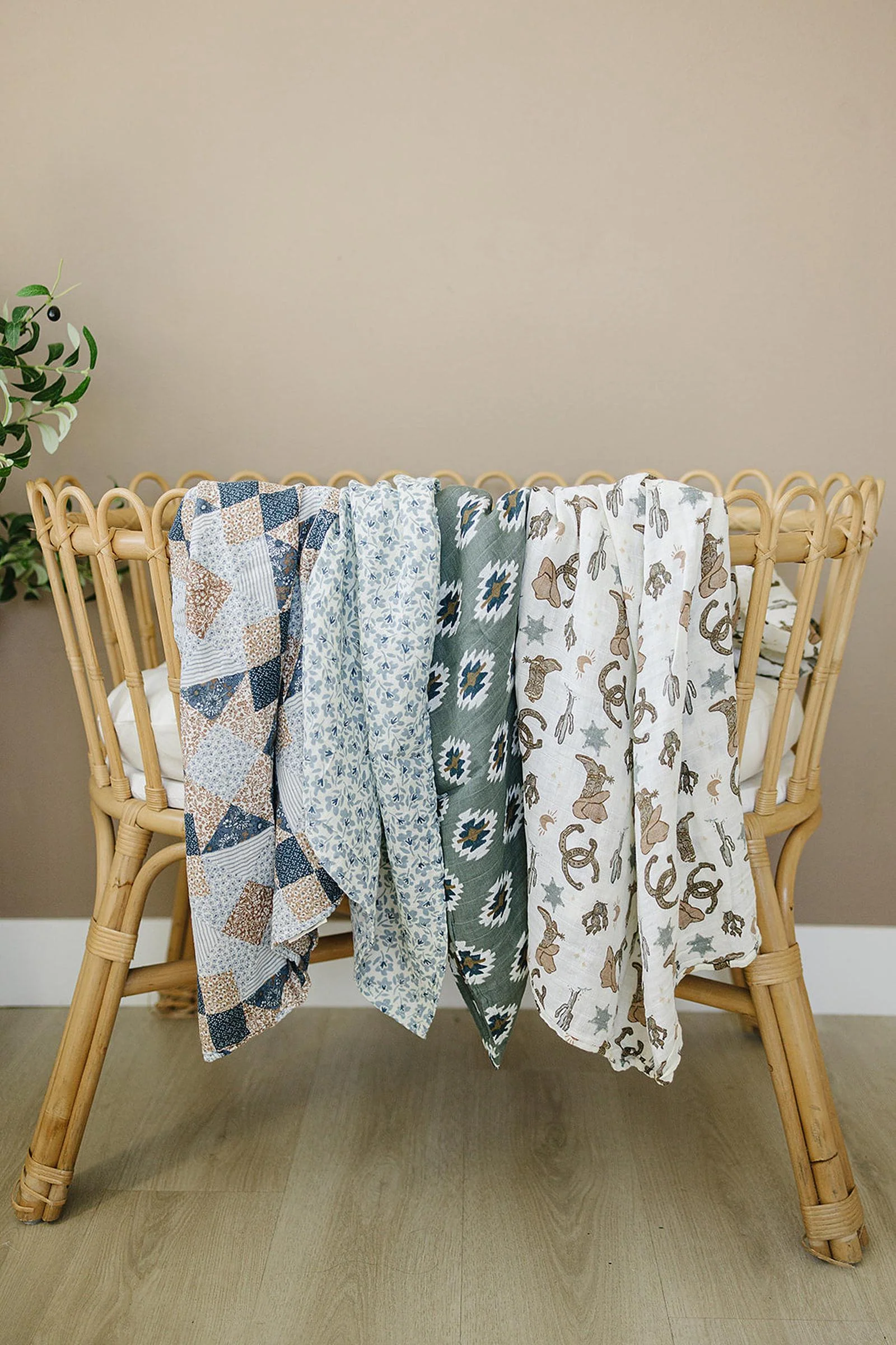 Mebie Baby Blue Blossom Muslin Swaddle Blanket, 100% Cotton, Modern, Baby - Image 5