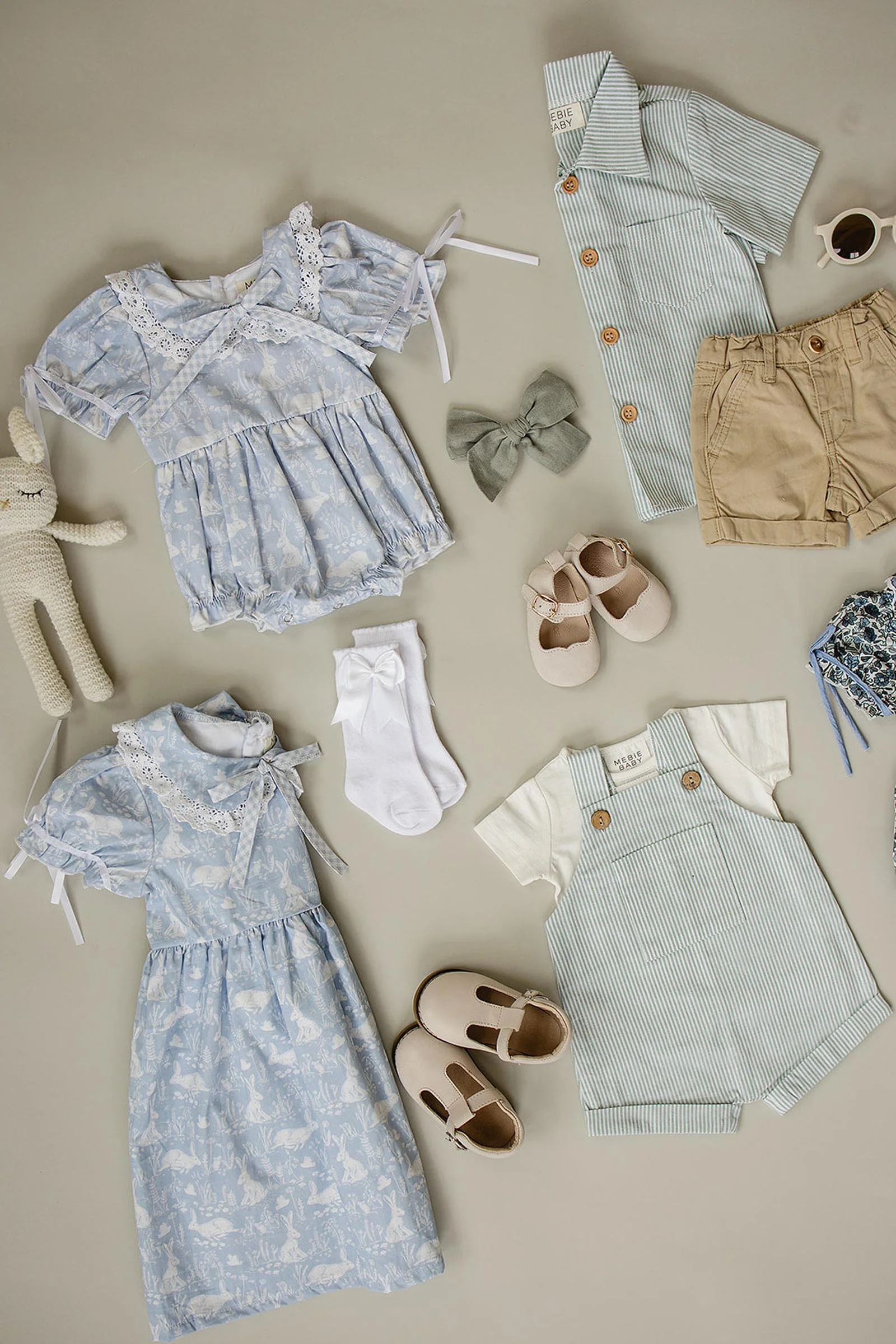 Mebie Baby Cotton Blue Bunny Dress with Classic Peter Pan Collar, Sizes 0-10 - Image 5