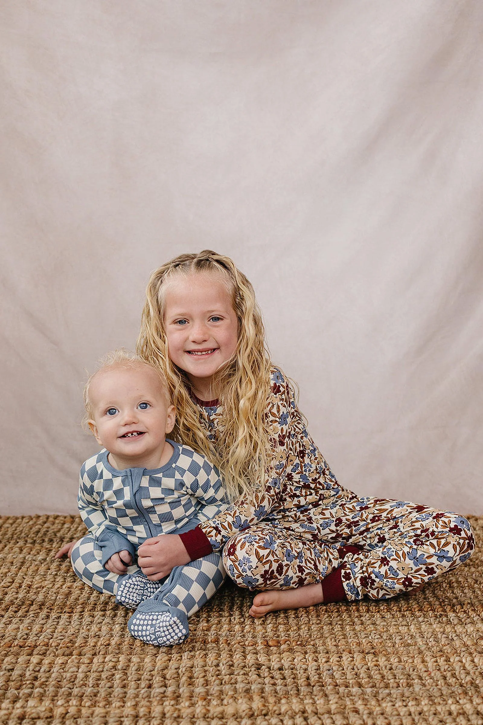 Mebie Baby Blue Checkered Bamboo Zipper Pajama for Babies - Image 5