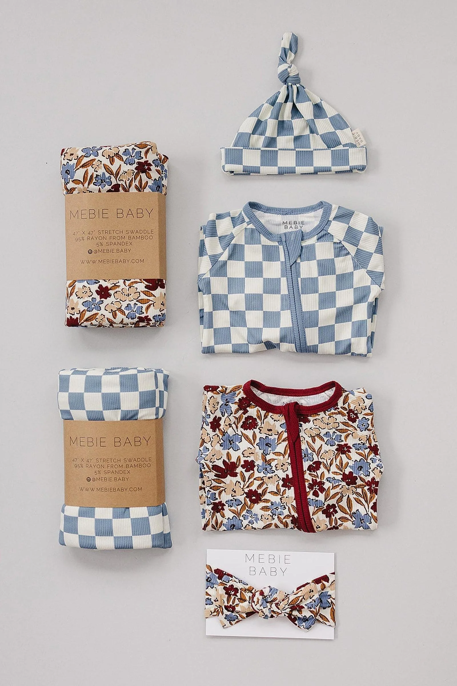 Mebie Baby Blue Checkered Bamboo Zipper Pajama for Babies - Image 6