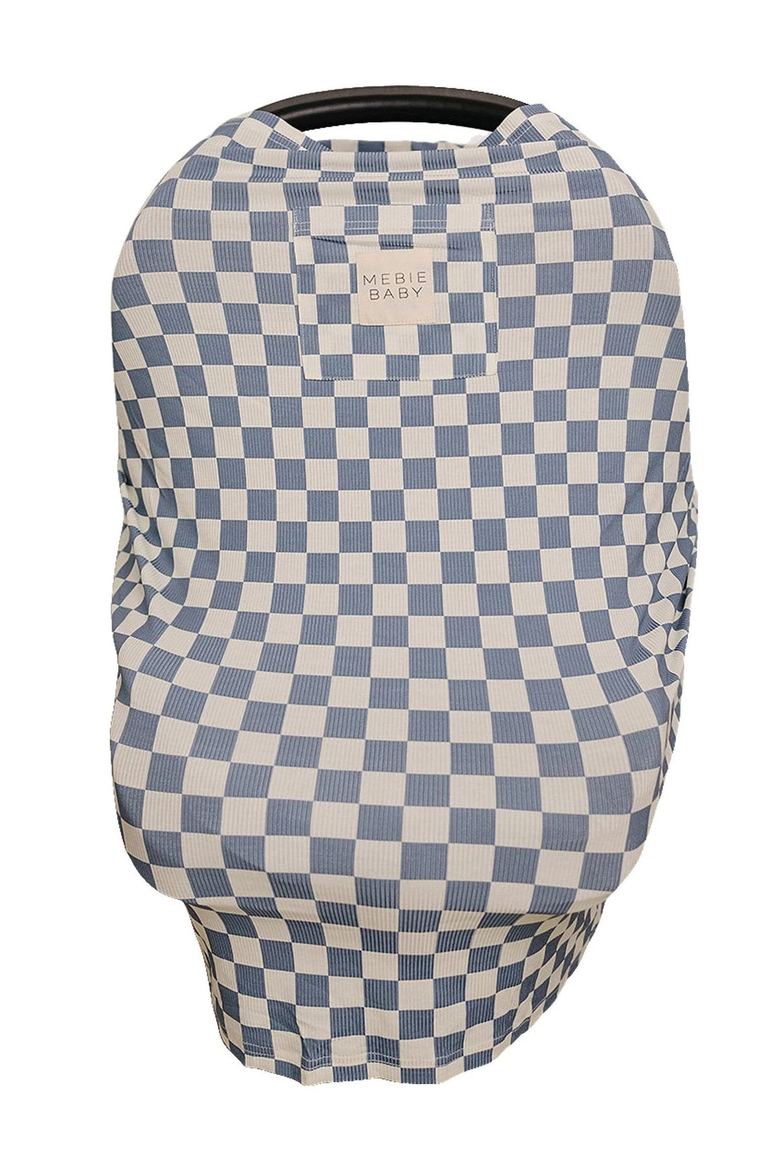 Mebie Baby Blue Checkered Ribbed Bamboo Multi-Use Cover for Babies - Image 2