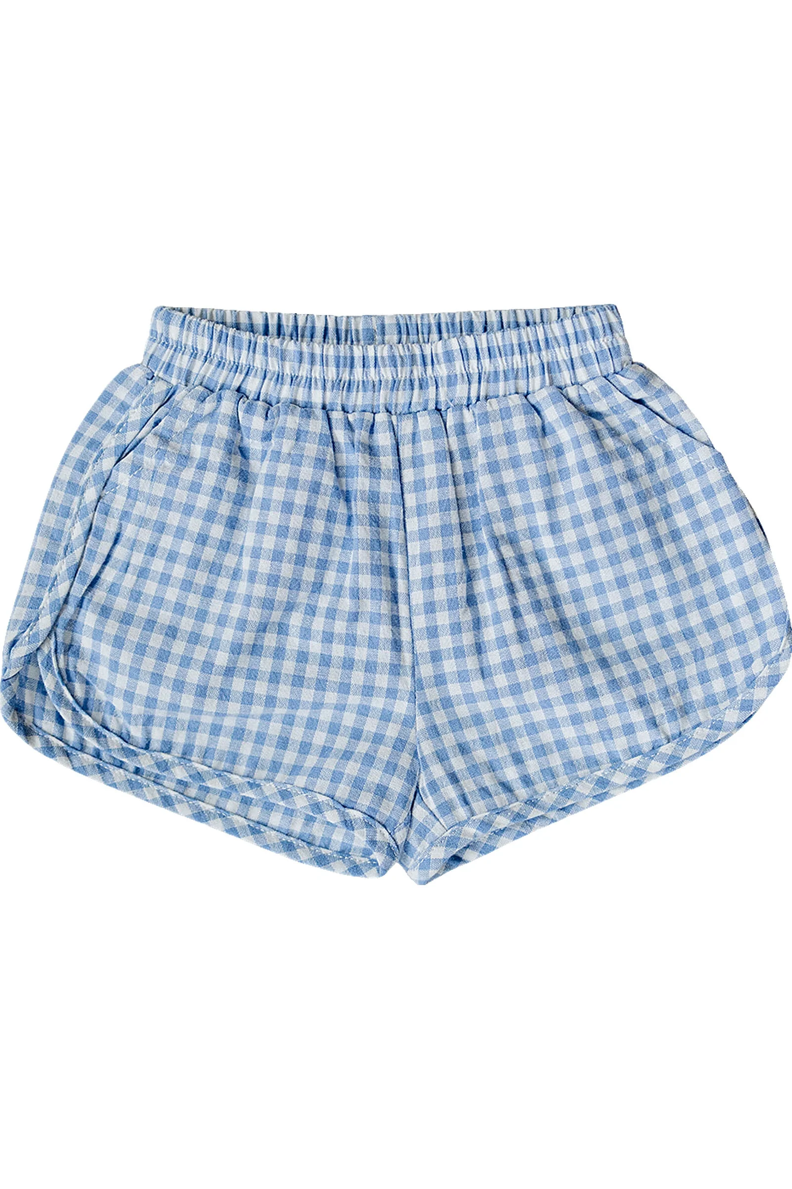 Mebie Baby Cotton Blue Gingham Shorts for Girls, Baby - Kids - Image 2