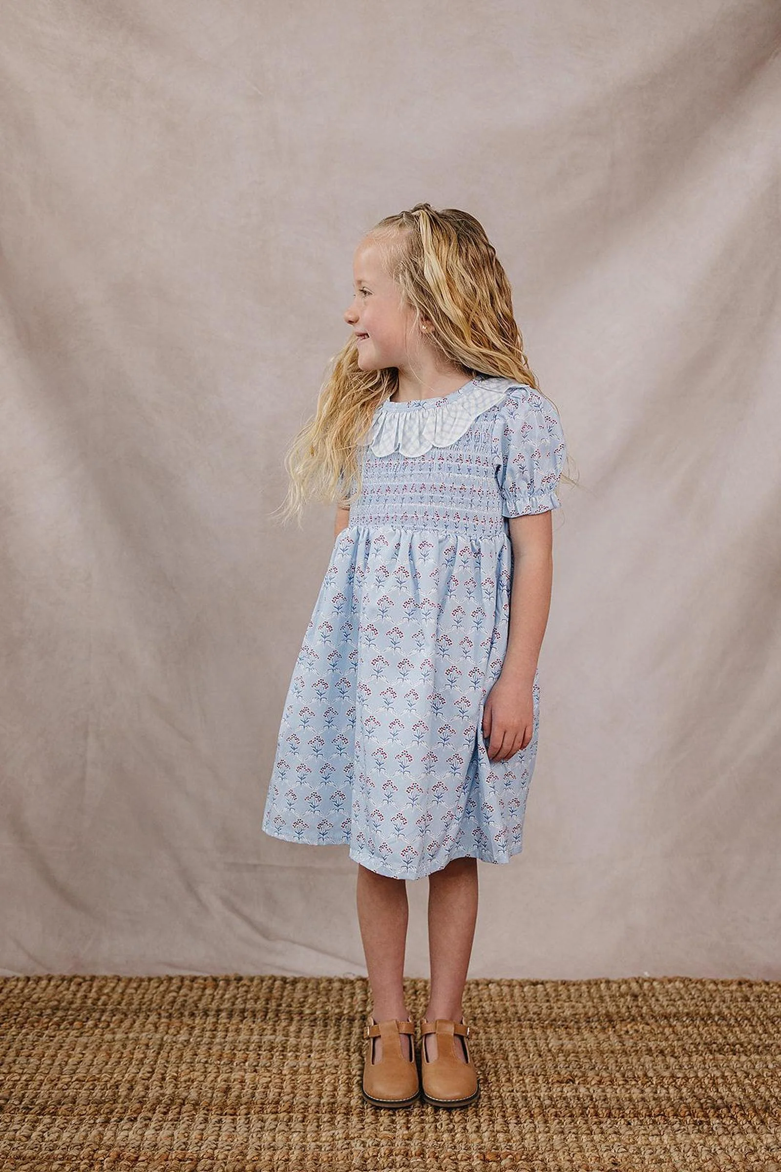 Mebie Baby Cotton Blue Meadow Dress, Baby - Kids