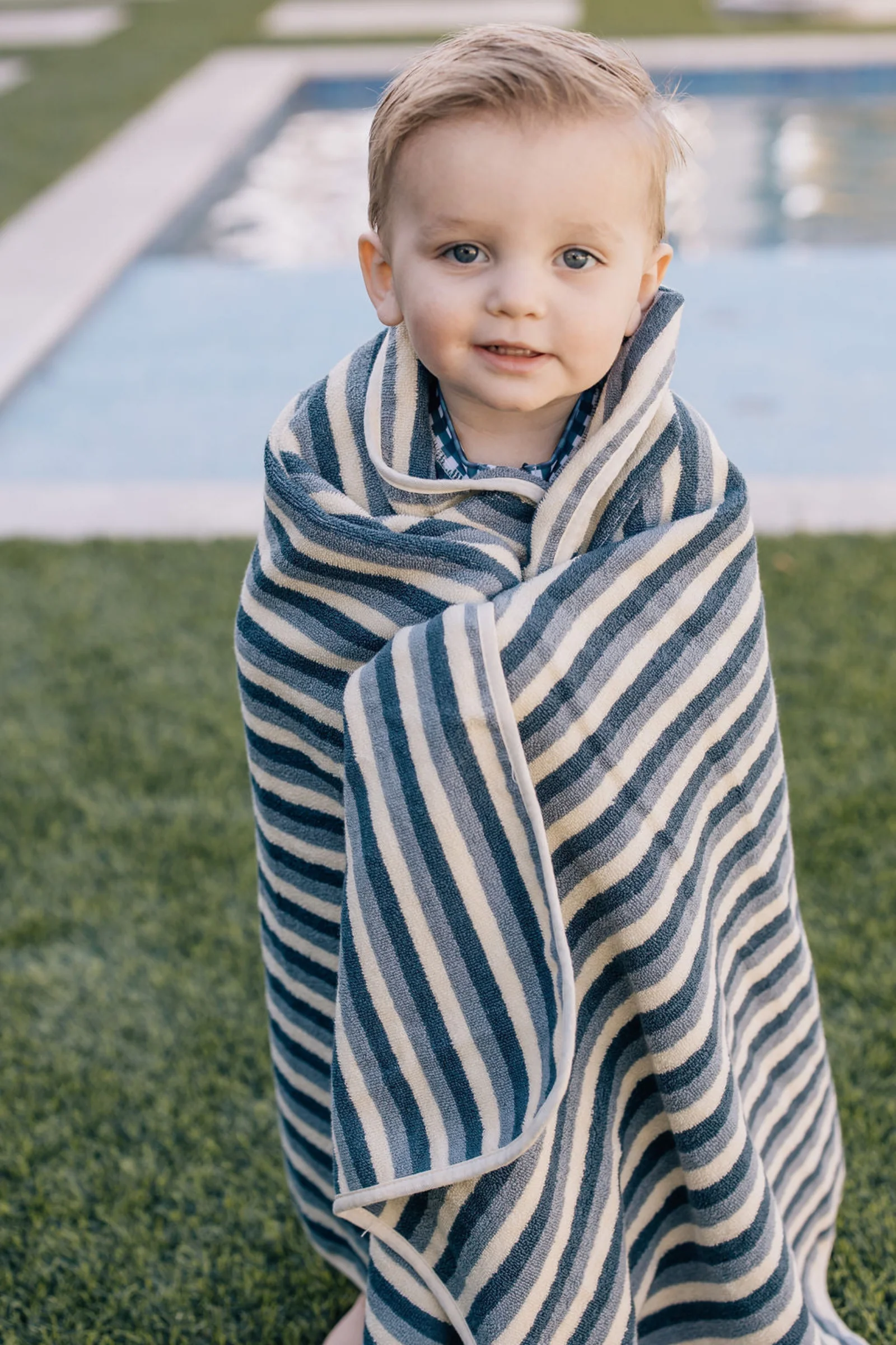 Mebie Baby Navy Stripe Organic Cotton Beach Towel, 100% Cotton, Gender Neutral, Baby, Toddler & Kids