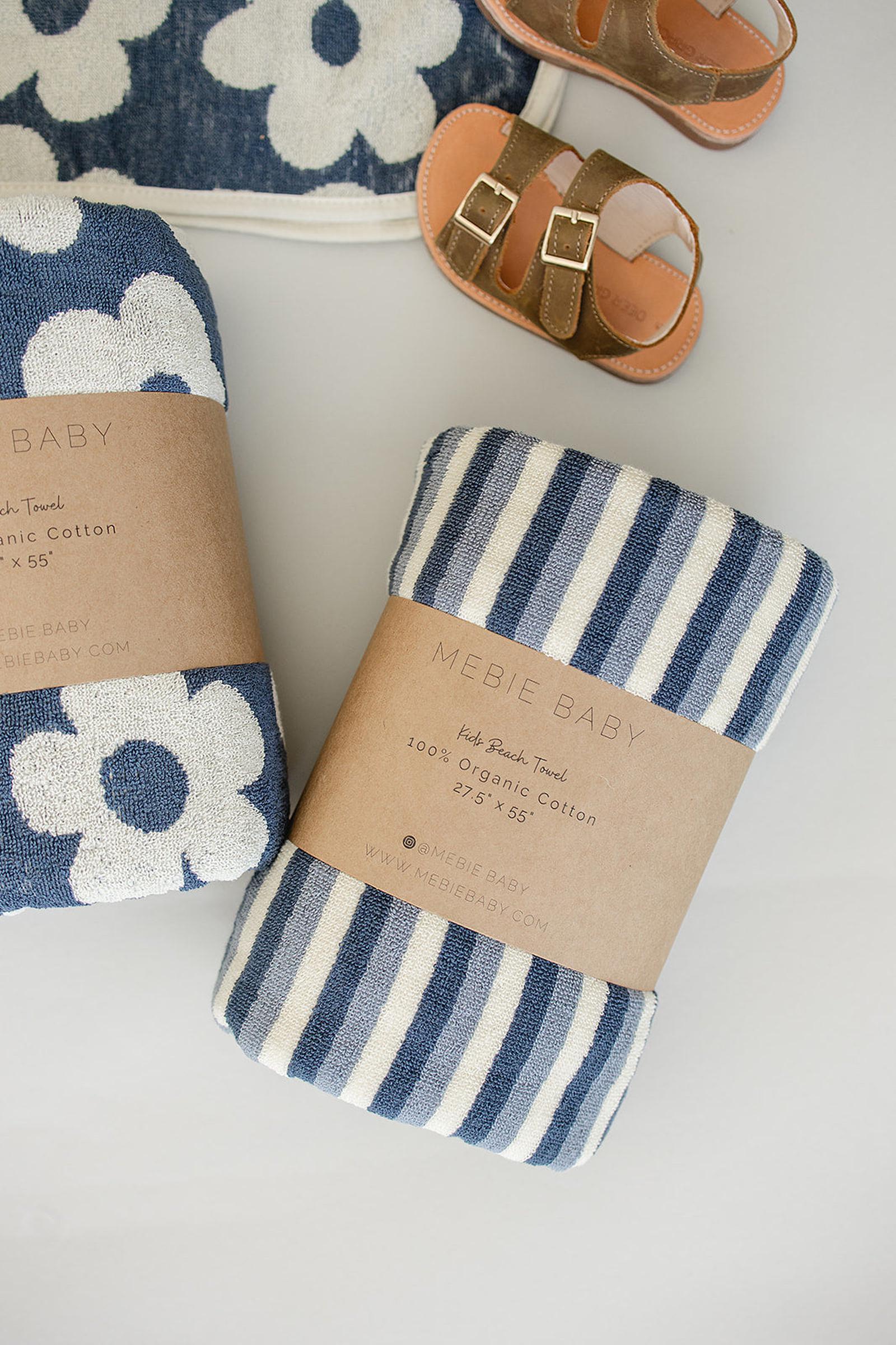 Mebie Baby Navy Stripe Organic Cotton Beach Towel, 100% Cotton, Gender Neutral, Baby, Toddler & Kids - Image 4