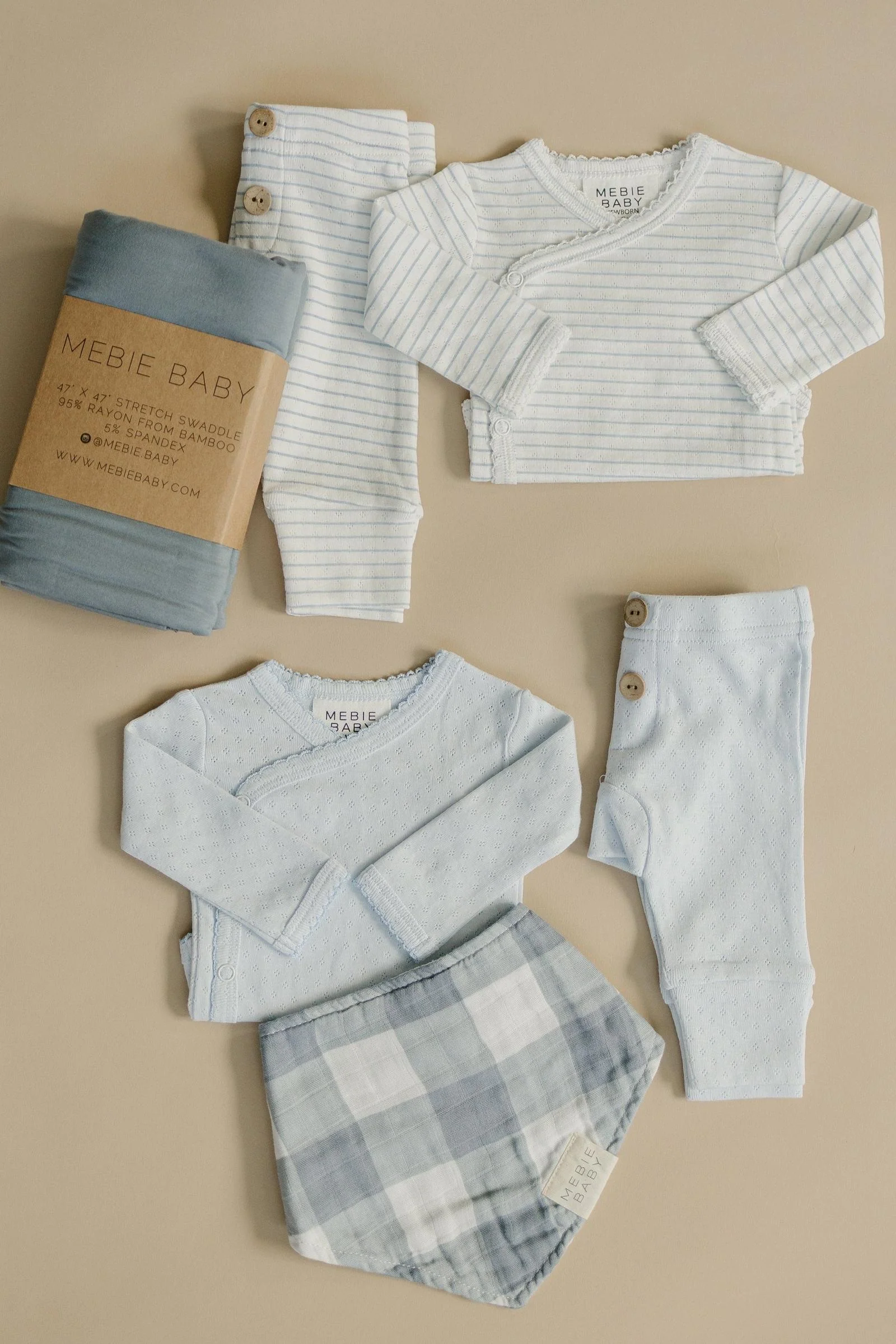 Blue Stripe Pointelle Baby Layette Set - Image 3