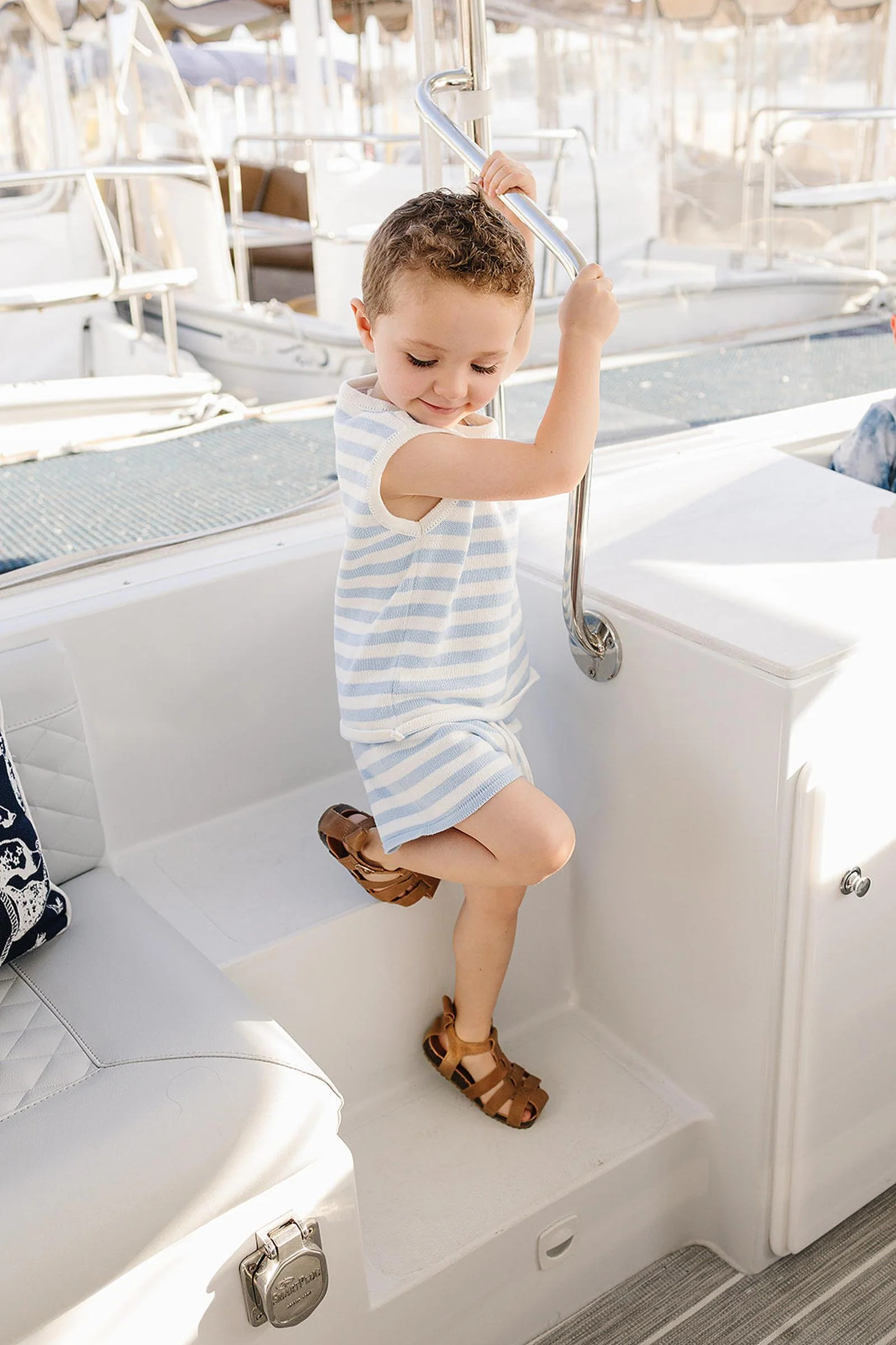 Mebie Baby Blue Stripe Short Tank Set, Cotton, Toddler & Kids