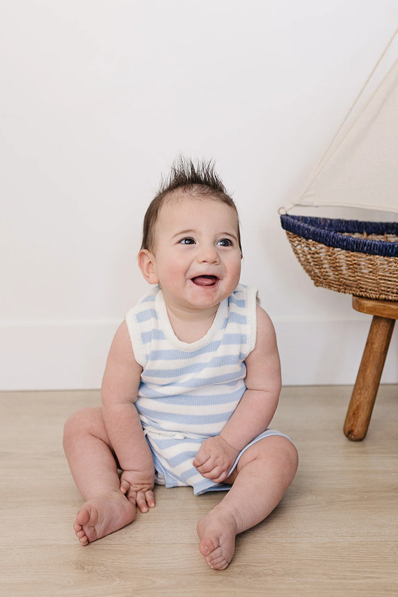 Mebie Baby Blue Stripe Short Tank Set, Cotton, Toddler & Kids - Image 4