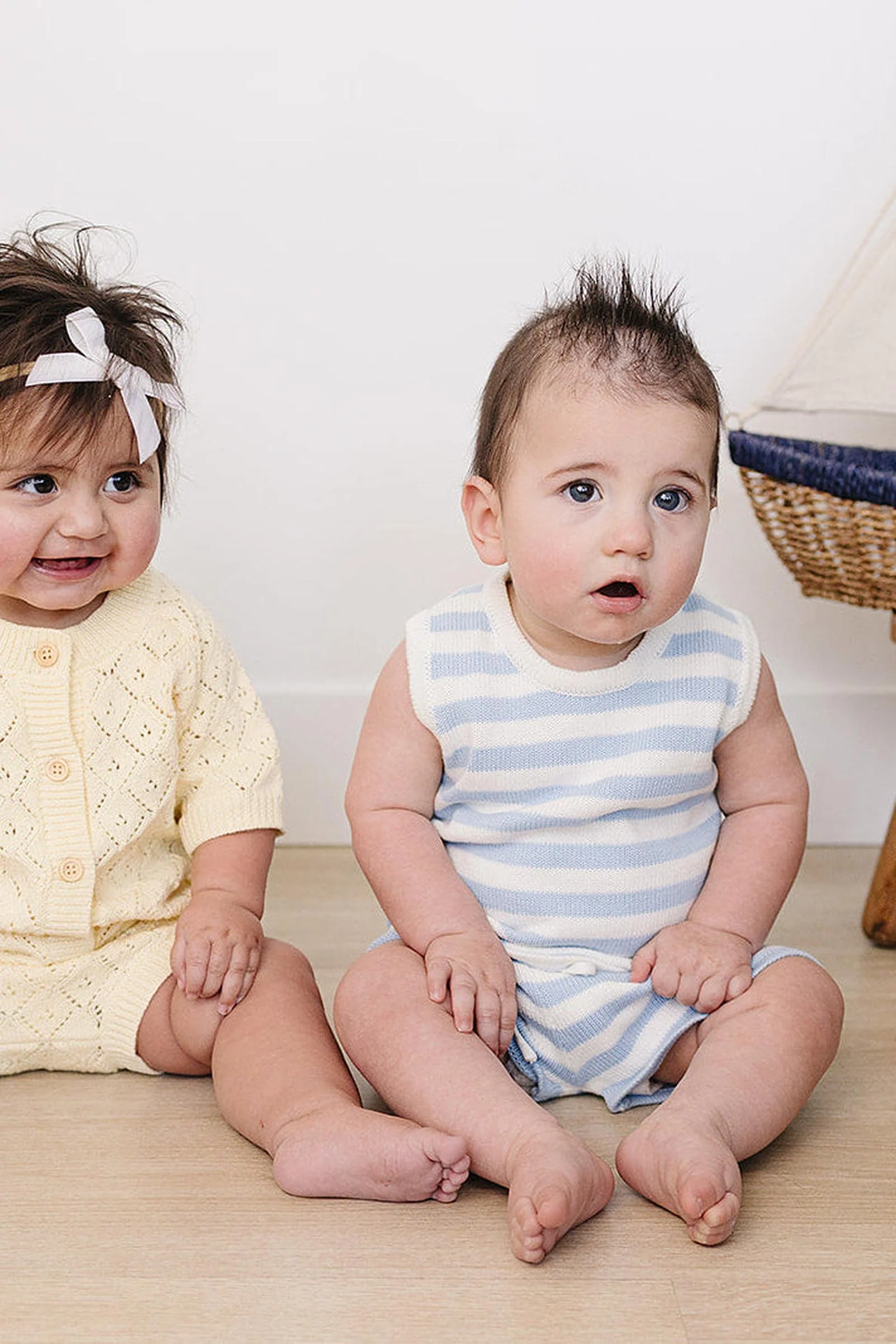 Mebie Baby Blue Stripe Short Tank Set, Cotton, Toddler & Kids - Image 5
