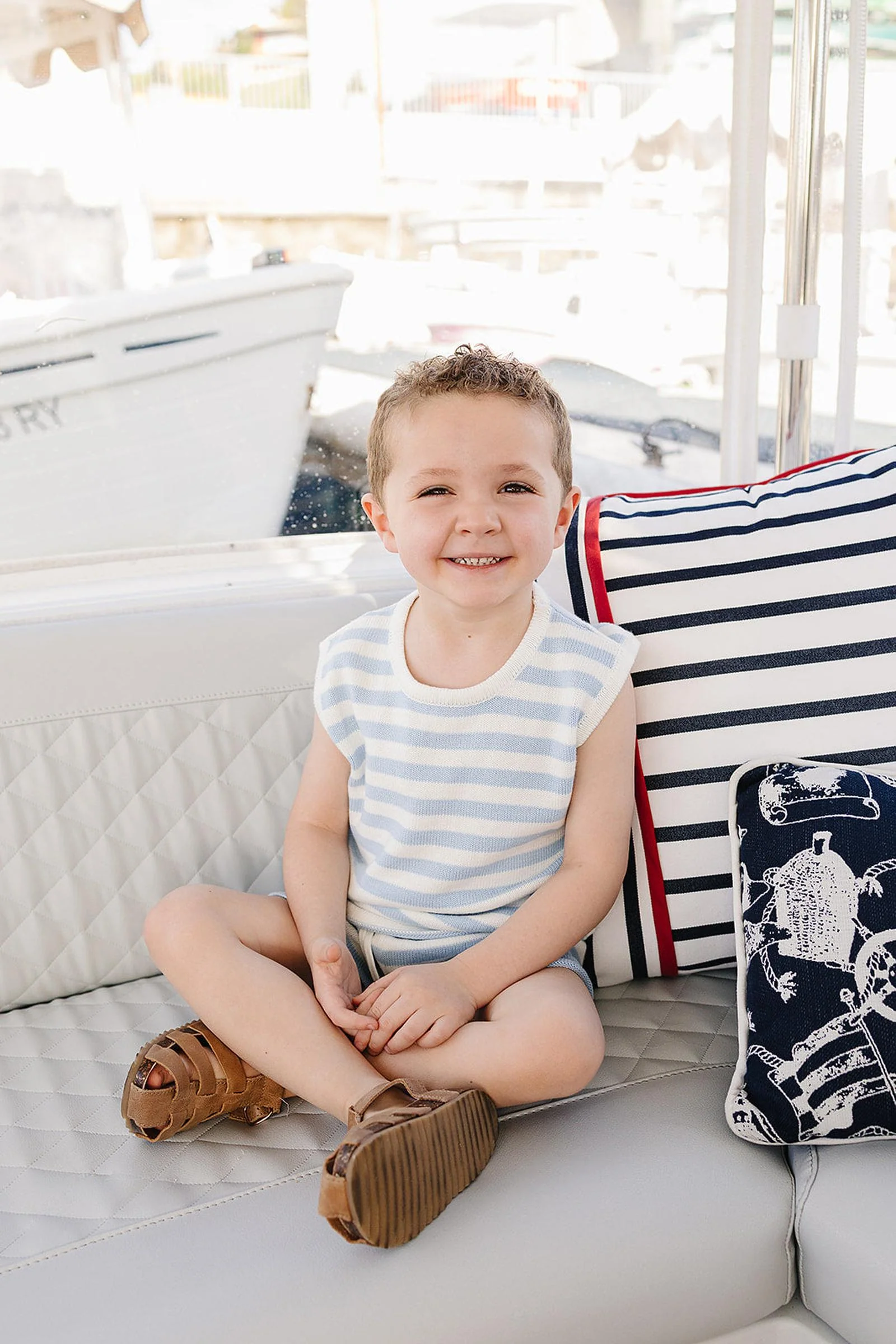 Mebie Baby Blue Stripe Short Tank Set, Cotton, Toddler & Kids - Image 6