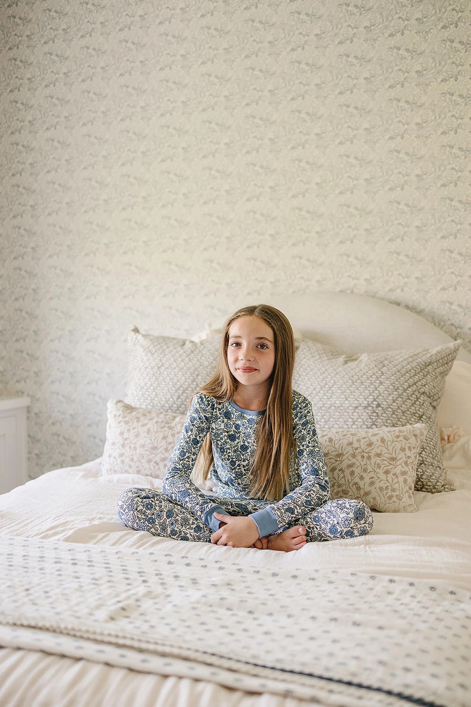 Mebie Baby Bluebell Pointelle Cozy Pajama Set, Bamboo - Image 3