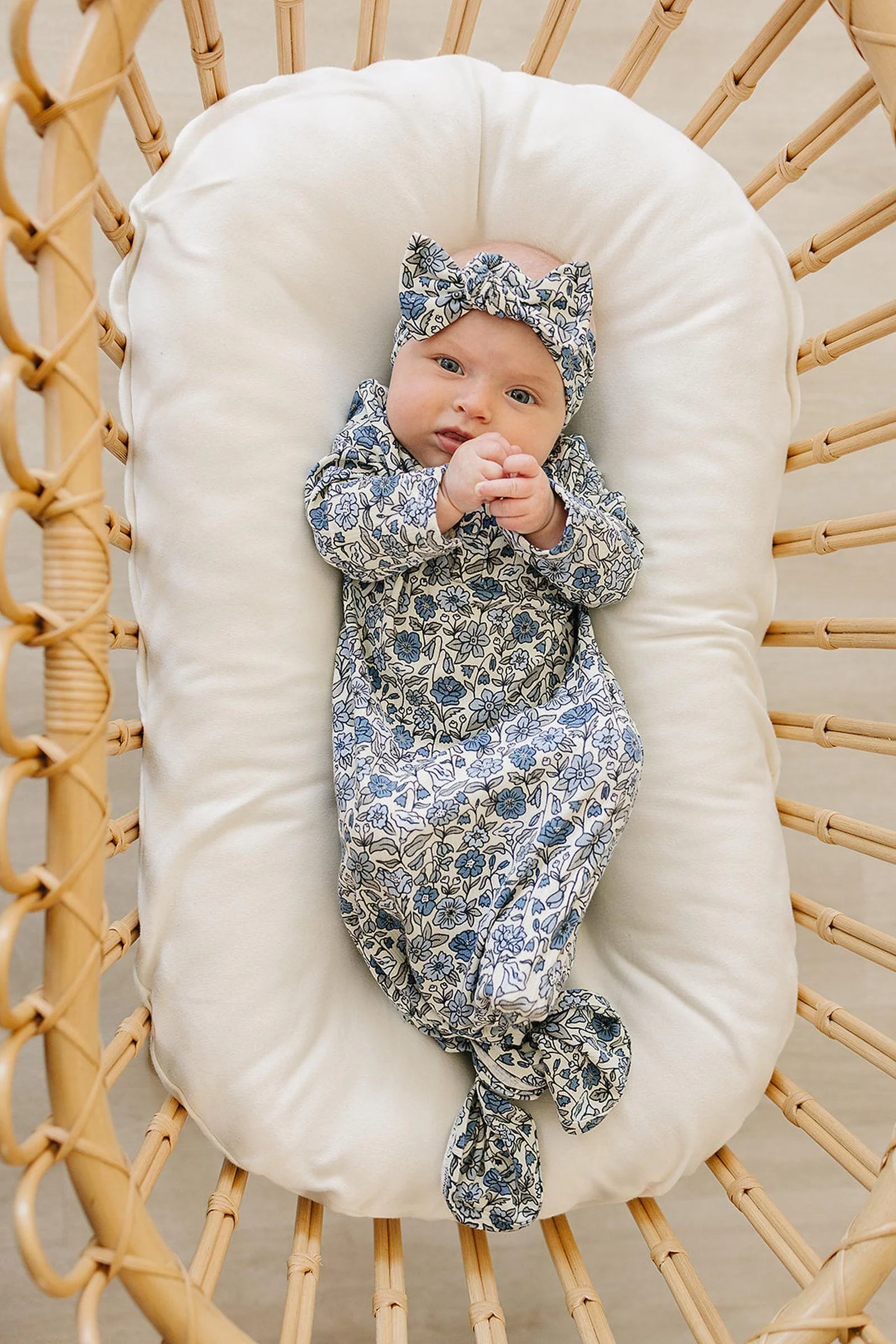 Mebie Baby Bluebell Pointelle Head Wrap, Bamboo, Baby