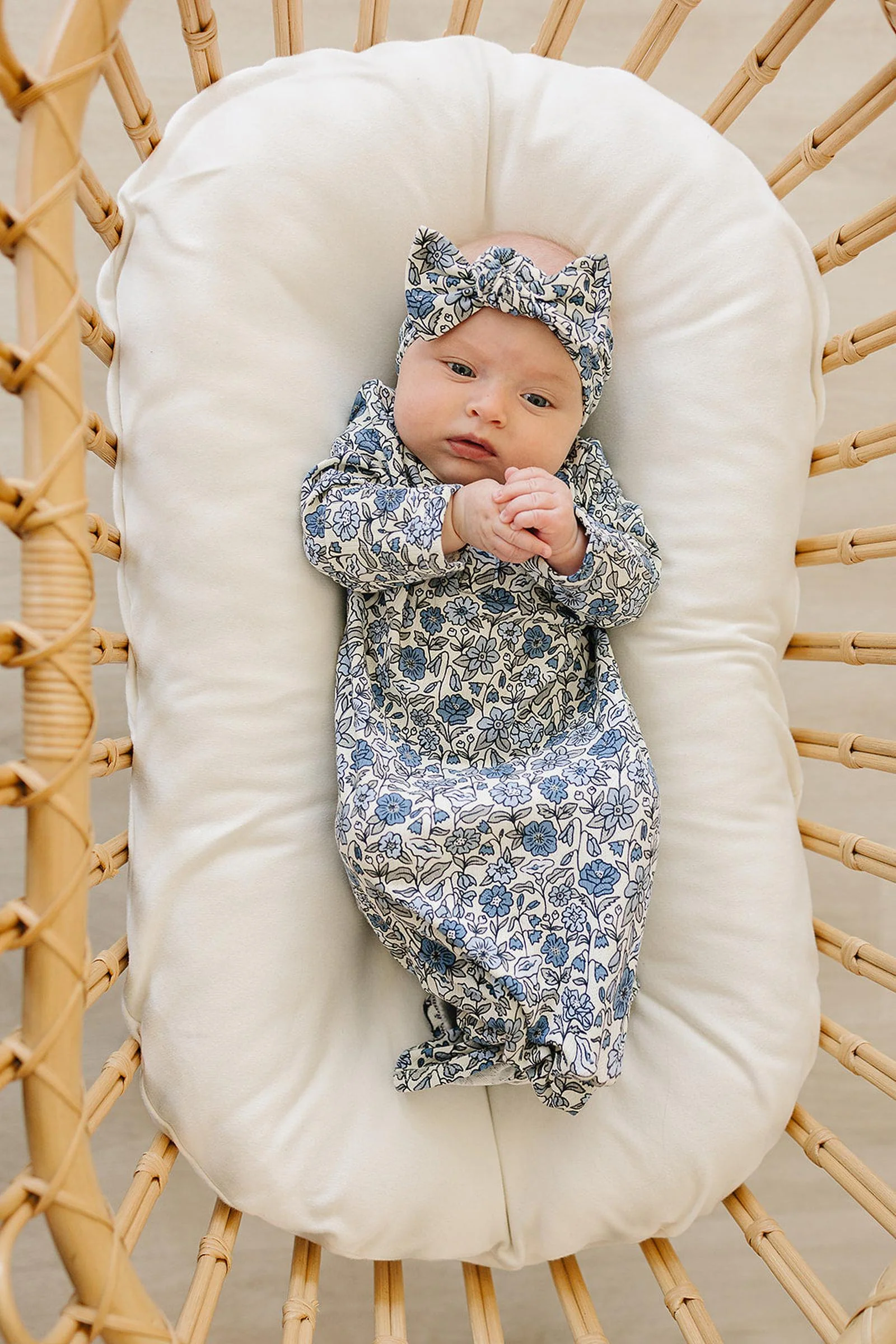 Mebie Baby Bluebell Pointelle Knot Gown, Bamboo, Baby Essentials