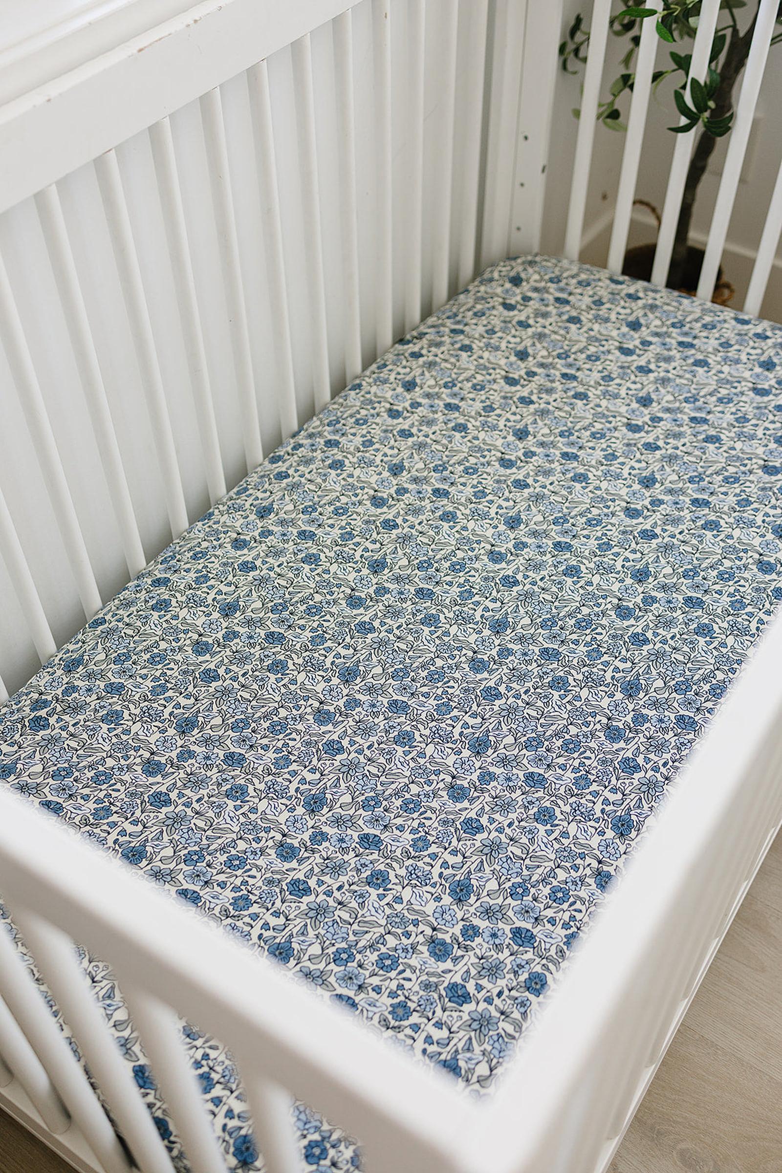 Mebie Baby Bluebell Pointelle Stretch Crib Sheet, Bamboo, Baby Essentials