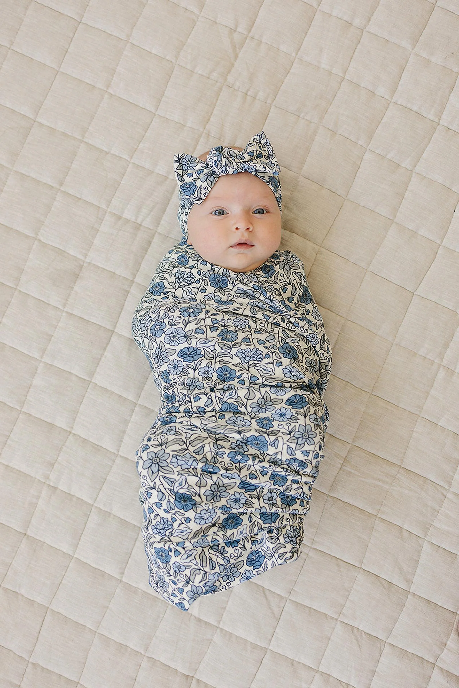 Mebie Baby Bluebell Pointelle Stretch Swaddle Blanket, Bamboo, Baby Essentials