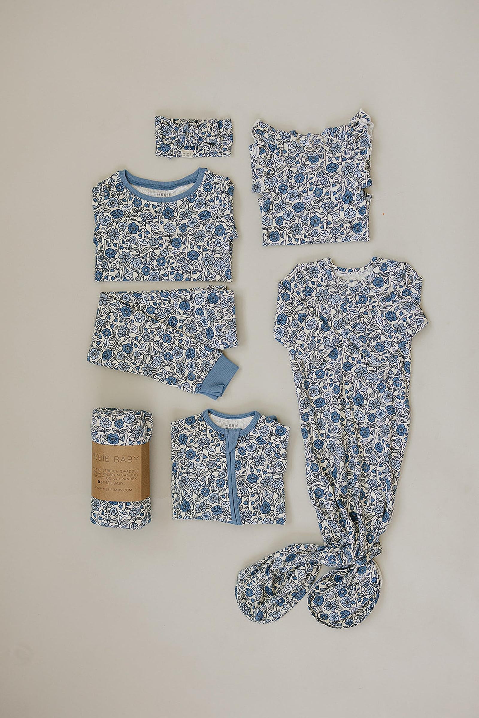 Mebie Baby Bluebell Pointelle Ribbed Zipper Pajama, Bamboo, Baby Essentials - Image 3
