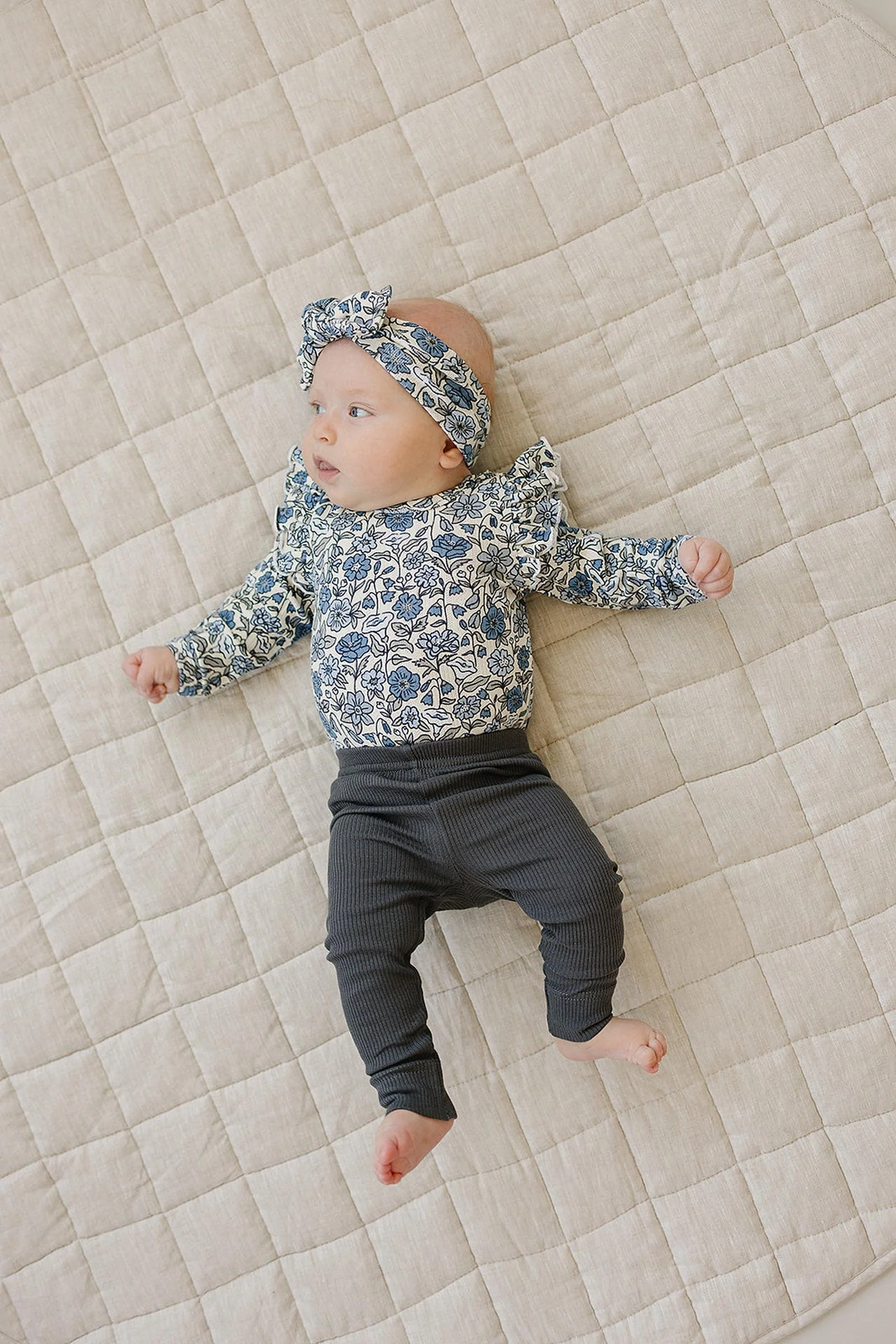 Mebie Baby Bluebell Ruffle Sleeve Pointelle Bodysuit, Bamboo, Baby Essentials