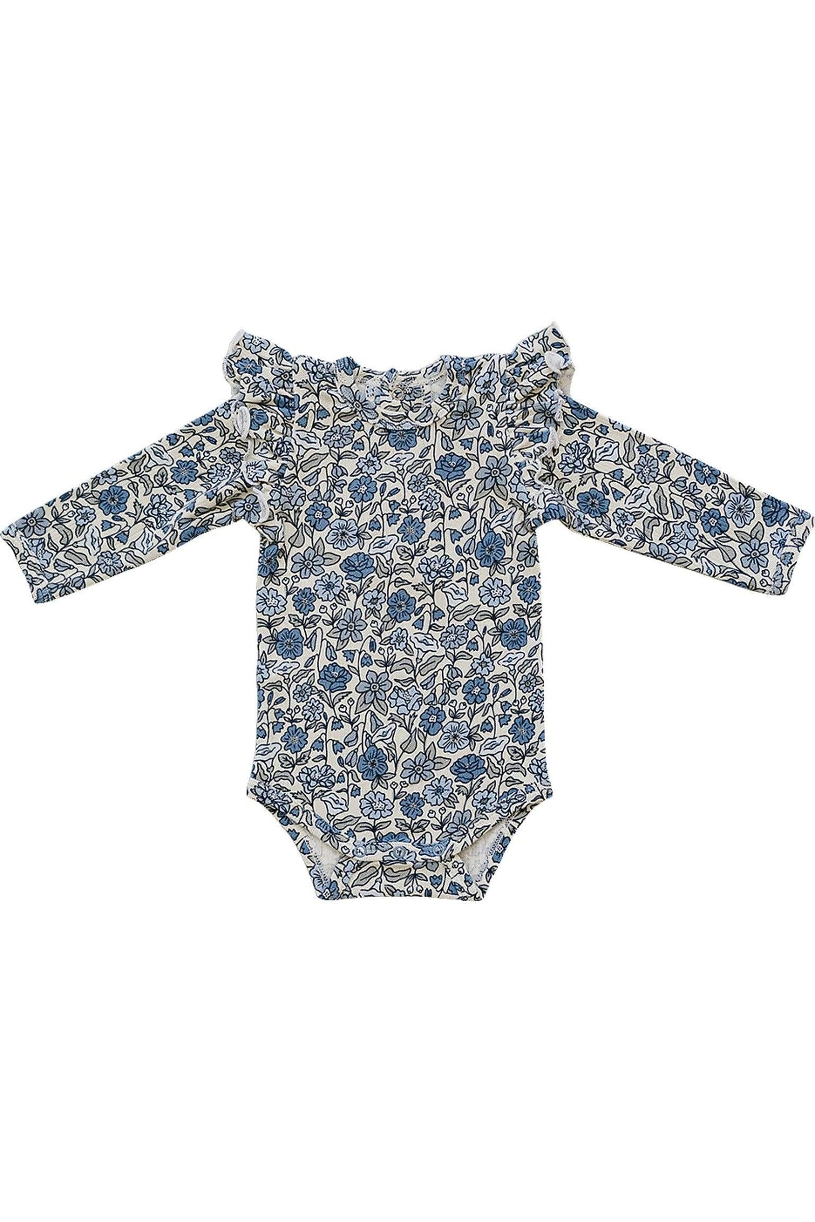 Mebie Baby Bluebell Ruffle Sleeve Pointelle Bodysuit, Bamboo, Baby Essentials - Image 2