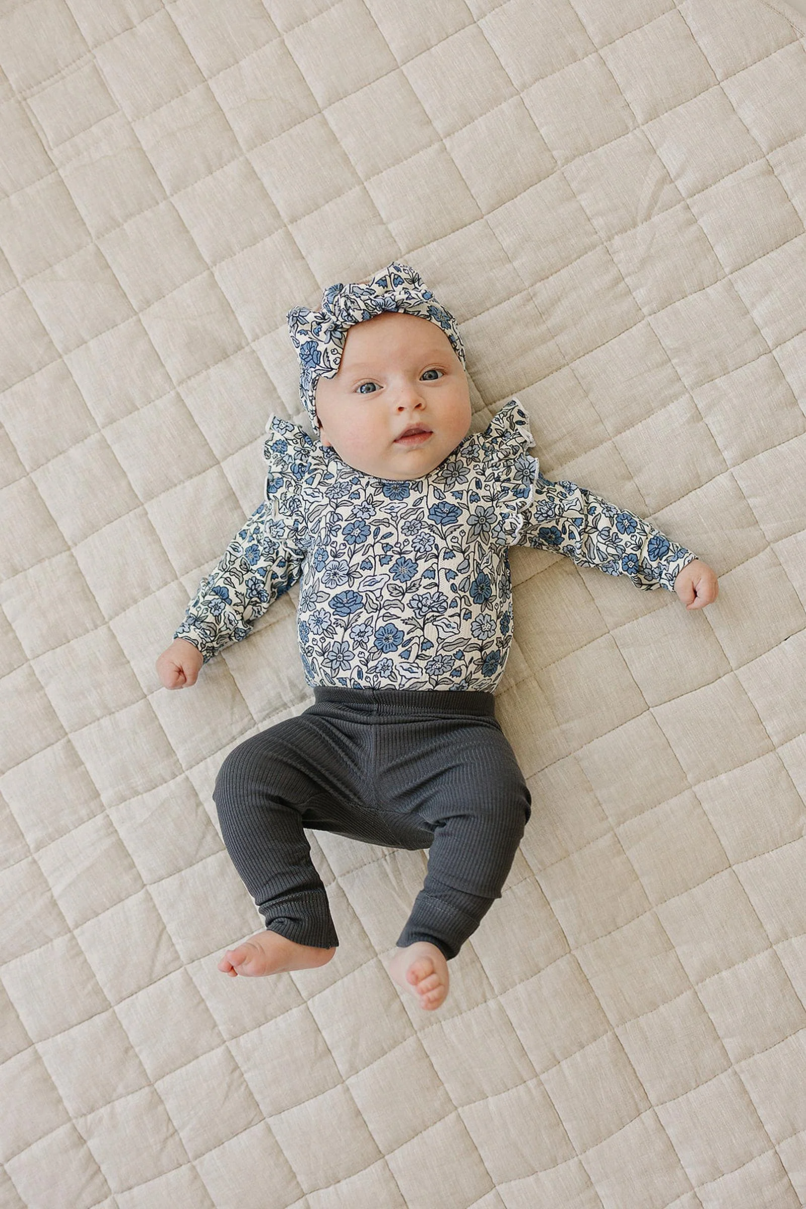 Mebie Baby Bluebell Ruffle Sleeve Pointelle Bodysuit, Bamboo, Baby Essentials - Image 3