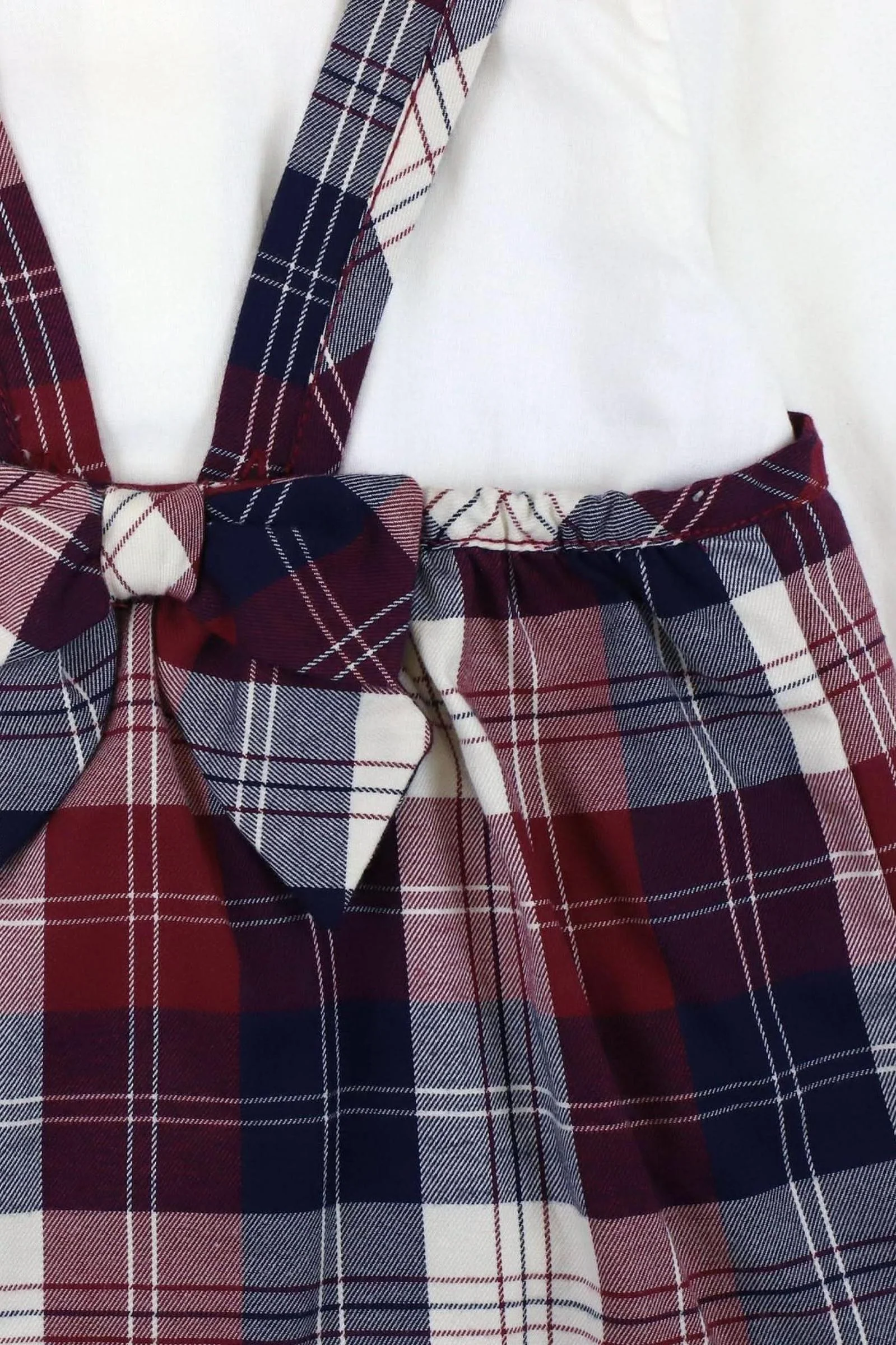 Hope & Henry Organic Cotton Peter Pan Collar Bodysuit & Plaid Jumper Set for Girls, Berry Tartan, Baby - Image 4