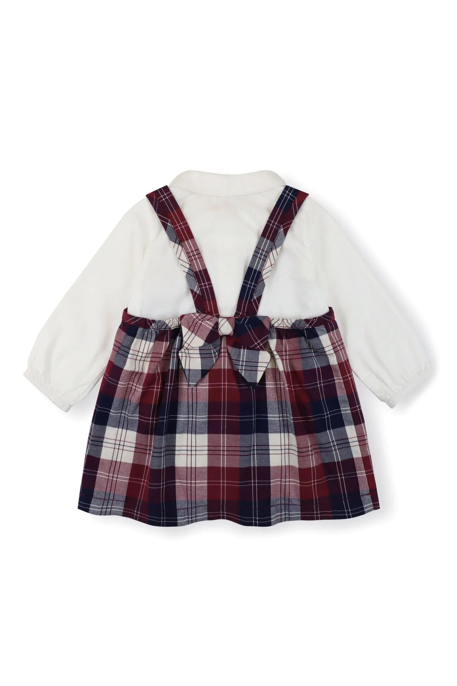 Hope & Henry Organic Cotton Peter Pan Collar Bodysuit & Plaid Jumper Set for Girls, Berry Tartan, Baby - Image 5
