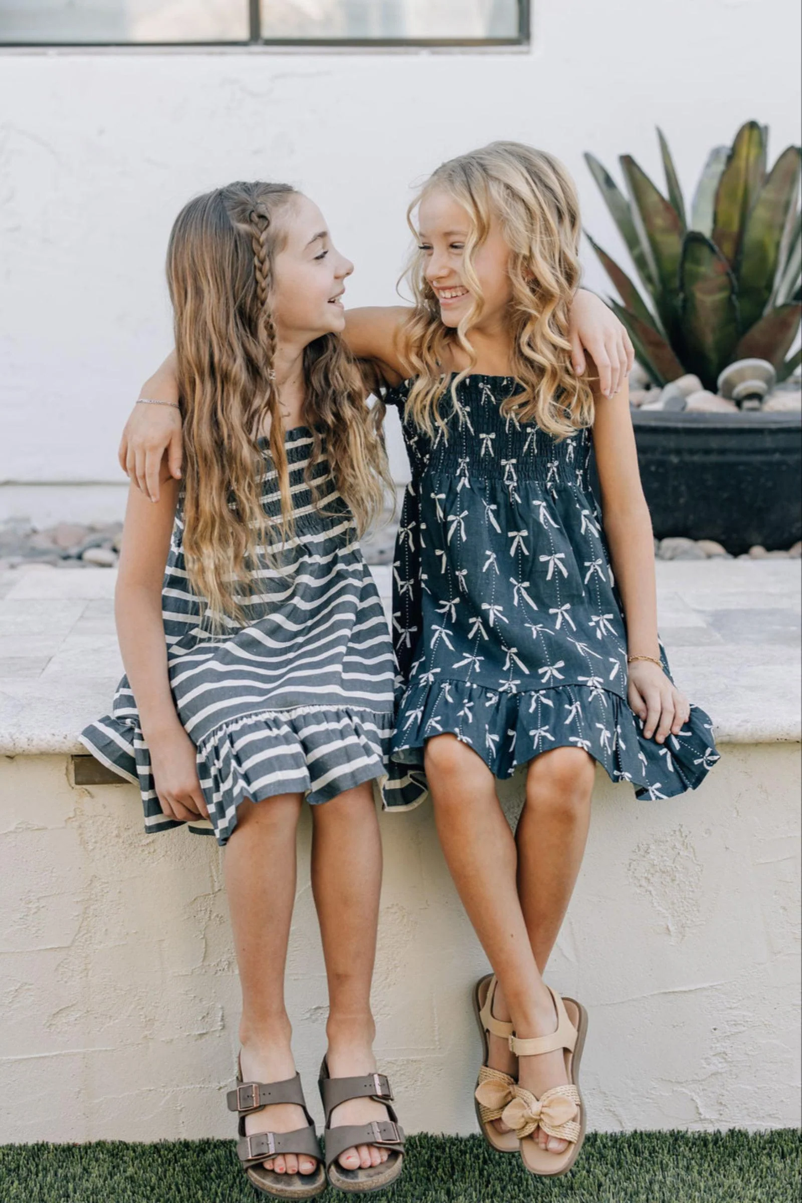 Mebie Baby Navy Bow Linen Summer Dress, Baby, Toddler & Kids - Image 3
