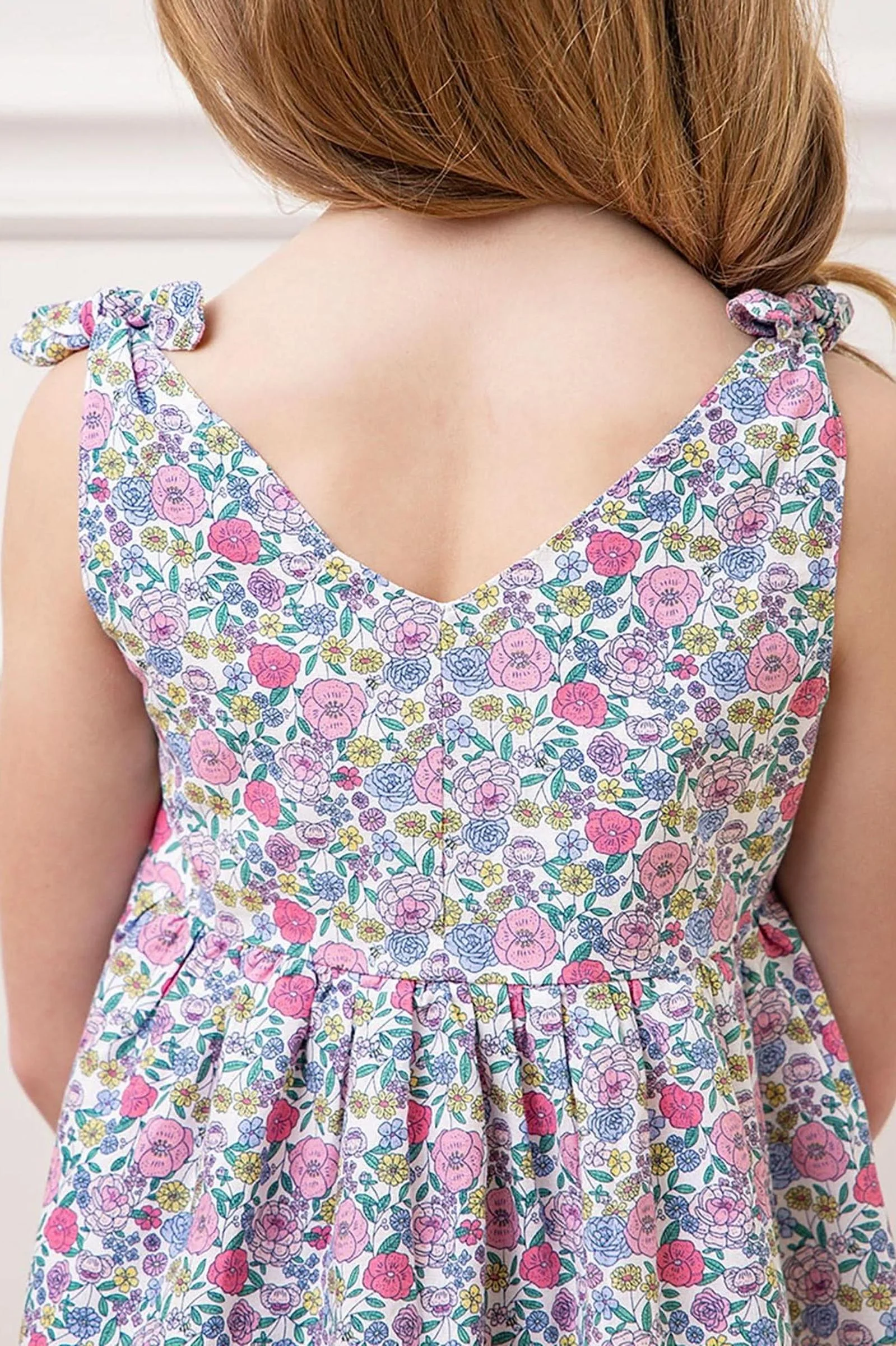 Hope & Henry Linen Bow Shoulder Swing Dress for Girls, Floral, Toddler & Kids - Image 5