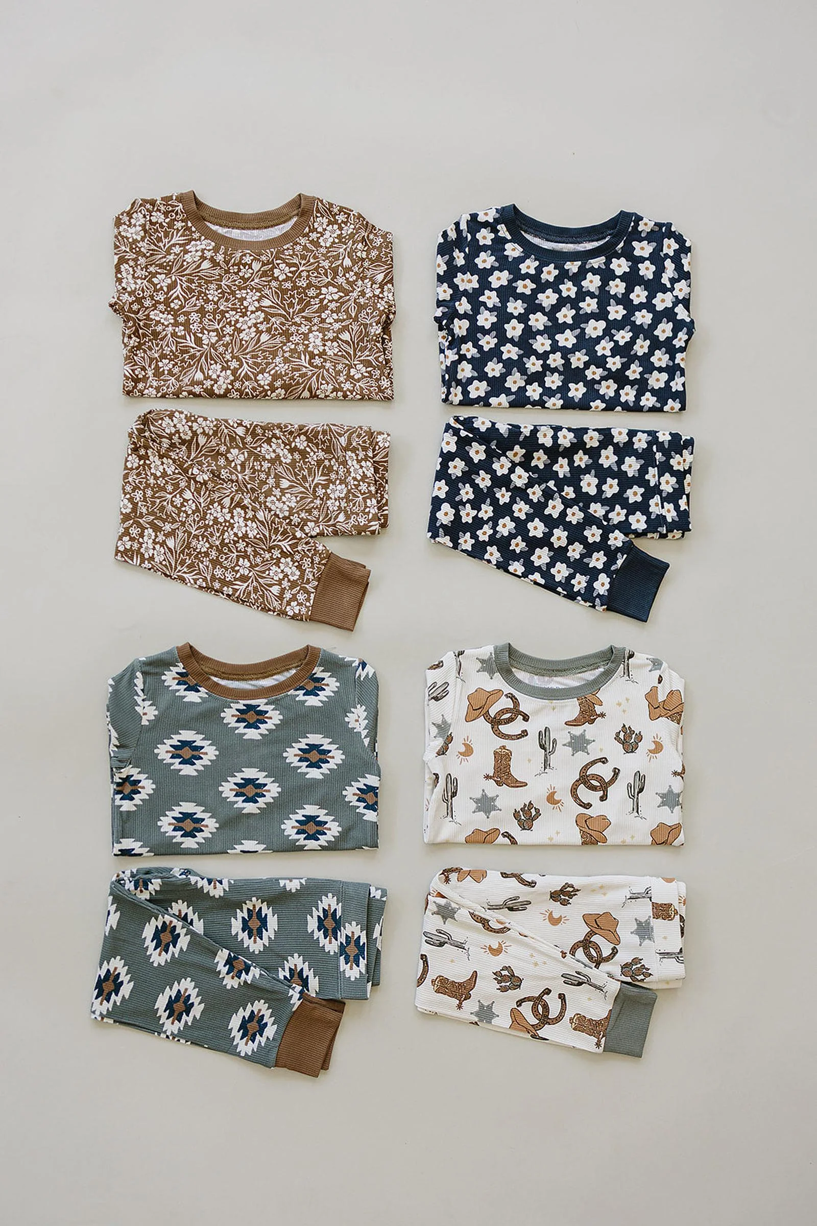 Mebie Baby Brown Floral Ribbed Cozy Pajama Set, Bamboo, Baby, Toddler & Kids - Image 4