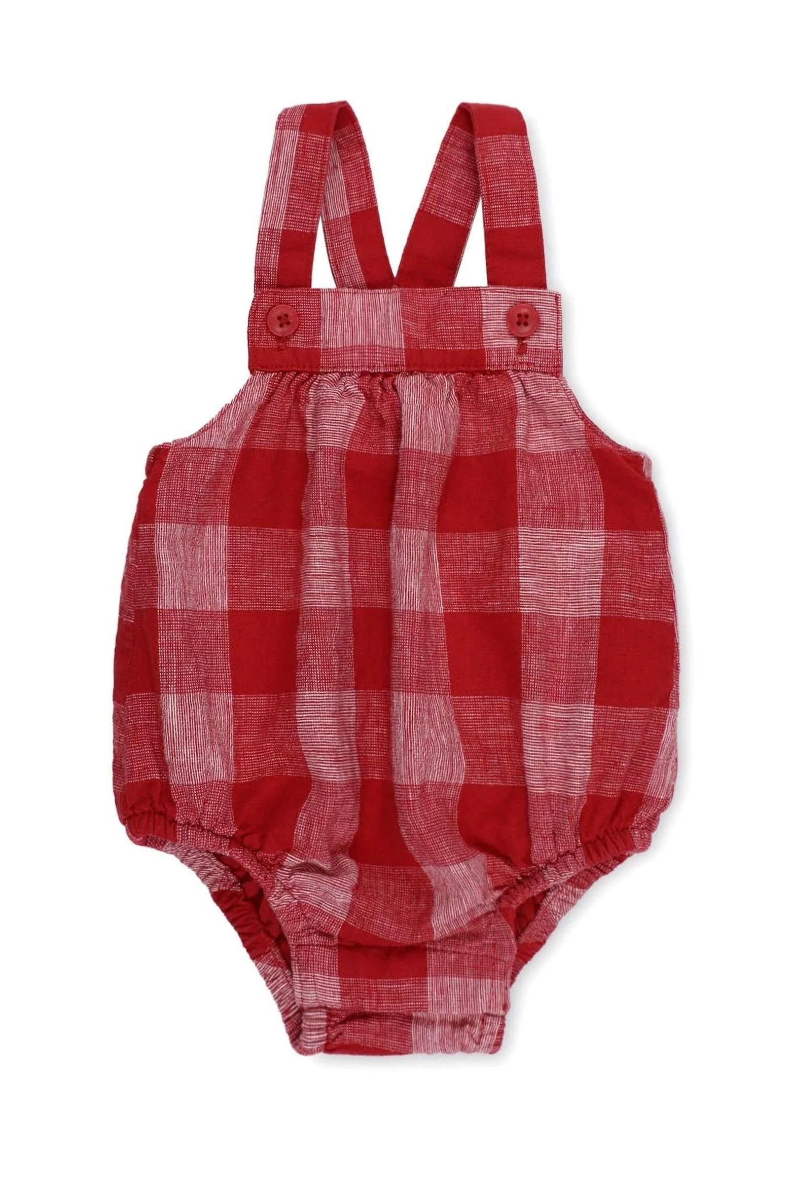 Hope & Henry Organic Cotton Seersucker Bubble Romper, Red Pencil Check,  Baby - Image 2