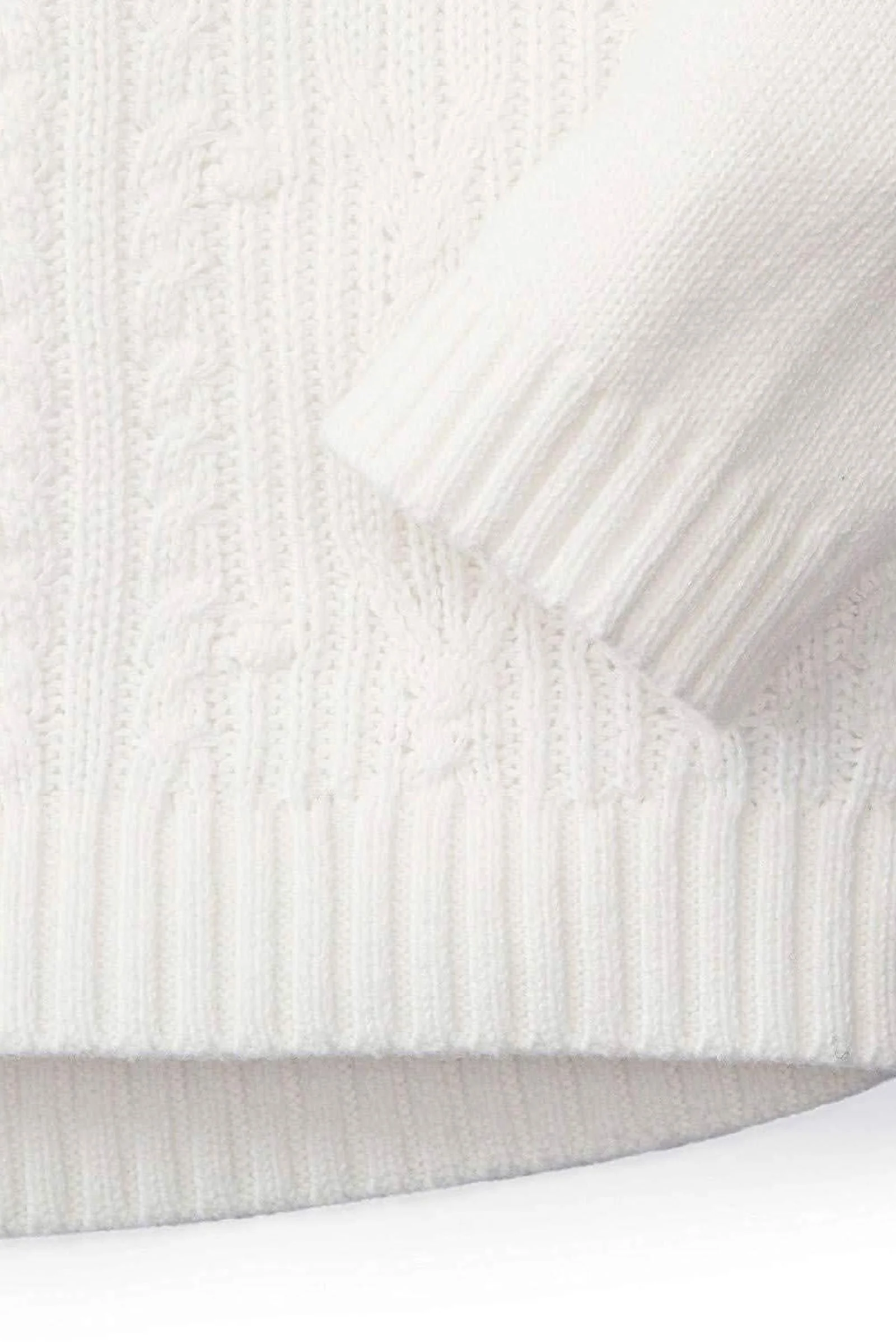Hope & Henry Organic Cotton Cable Knit Button Sweater for Girls, Soft White, Baby - Image 4