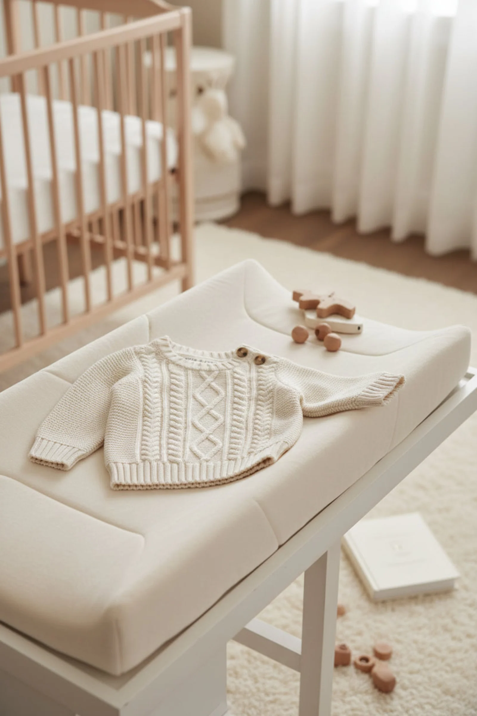 Hope & Henry Organic Cotton Cable Sweater and Legging Set for Babies, Ivory, 0-24M
