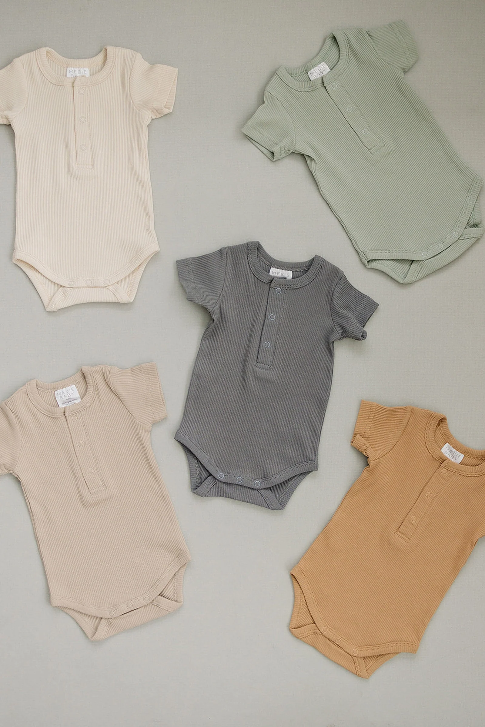 Mebie Baby Cafe Ribbed Snap Bodysuit, Baby Essentials, Gender Neutral, Organic Cotton - Image 4