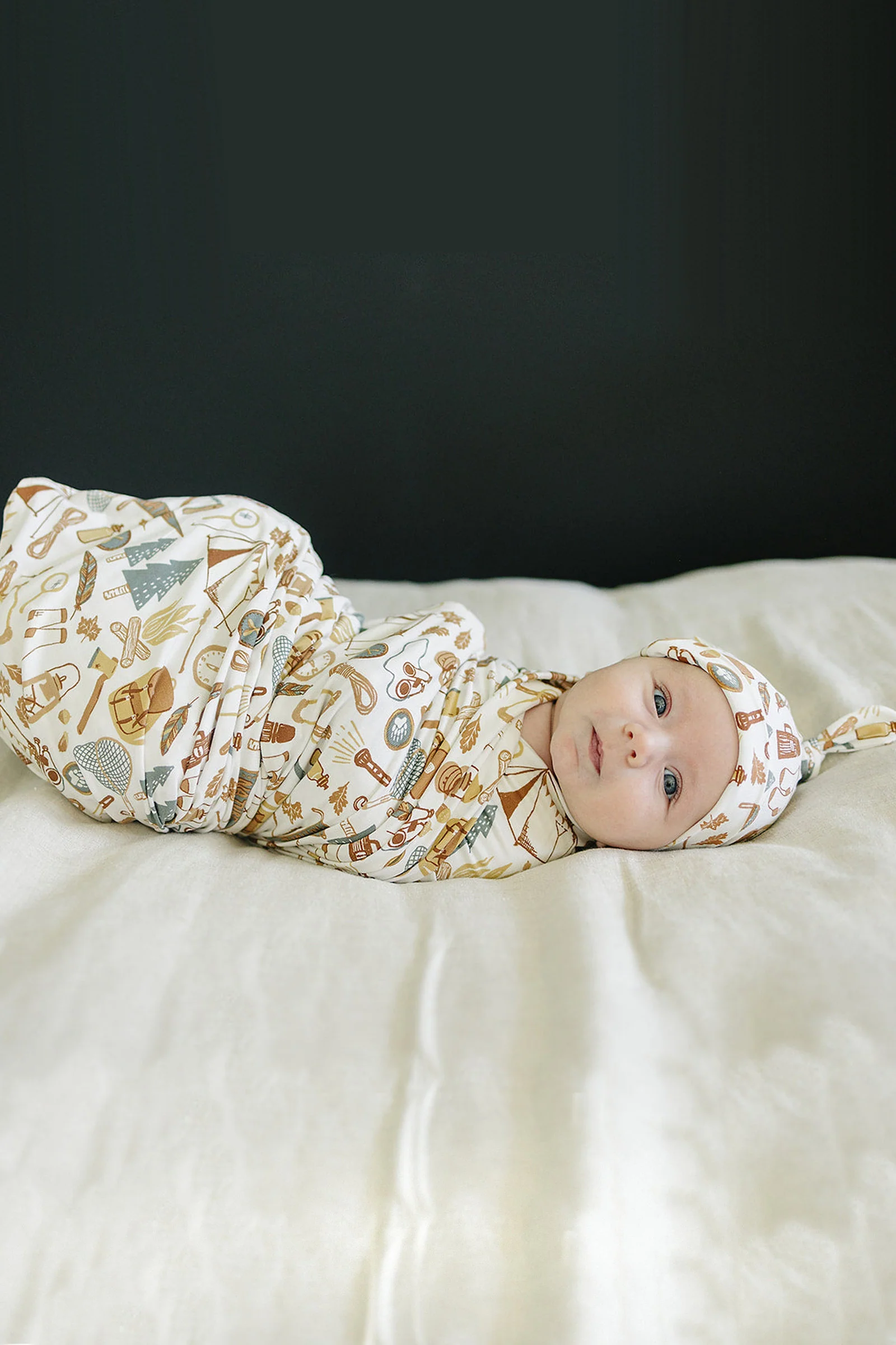 Mebie Baby Camping Trip Stretch Swaddle Blanket, Bamboo, Baby Essentials - Image 3